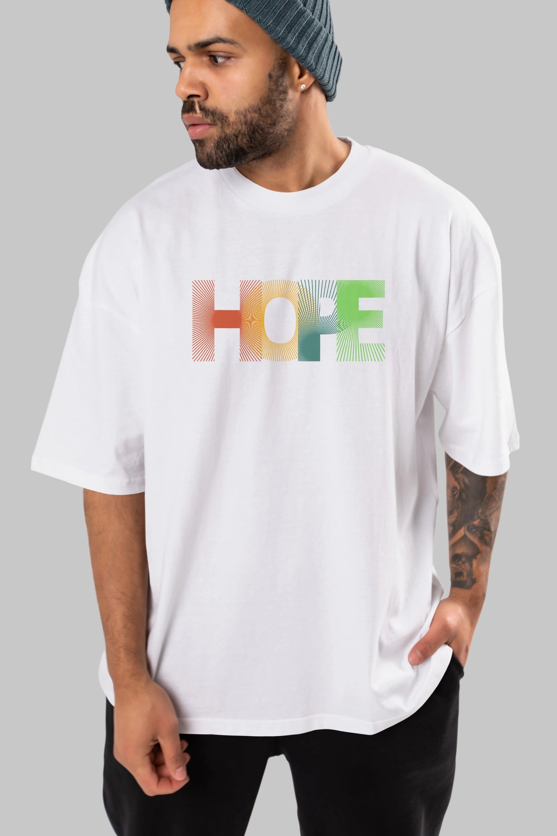 Hope Ön Baskılı Oversize t-shirt Erkek Kadın Unisex