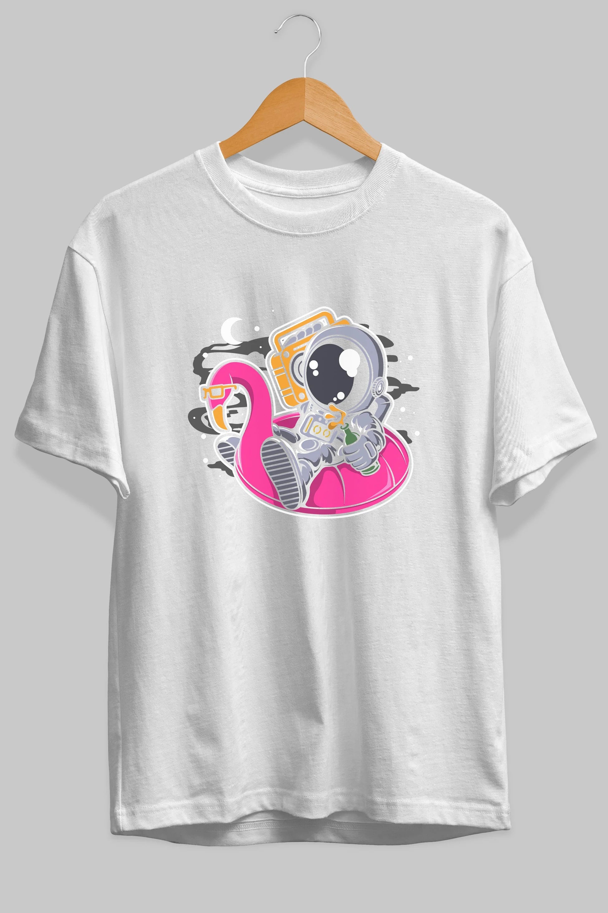 Astronaut Floaties Ballon Ön Baskılı Oversize t-shirt Erkek Kadın Unisex