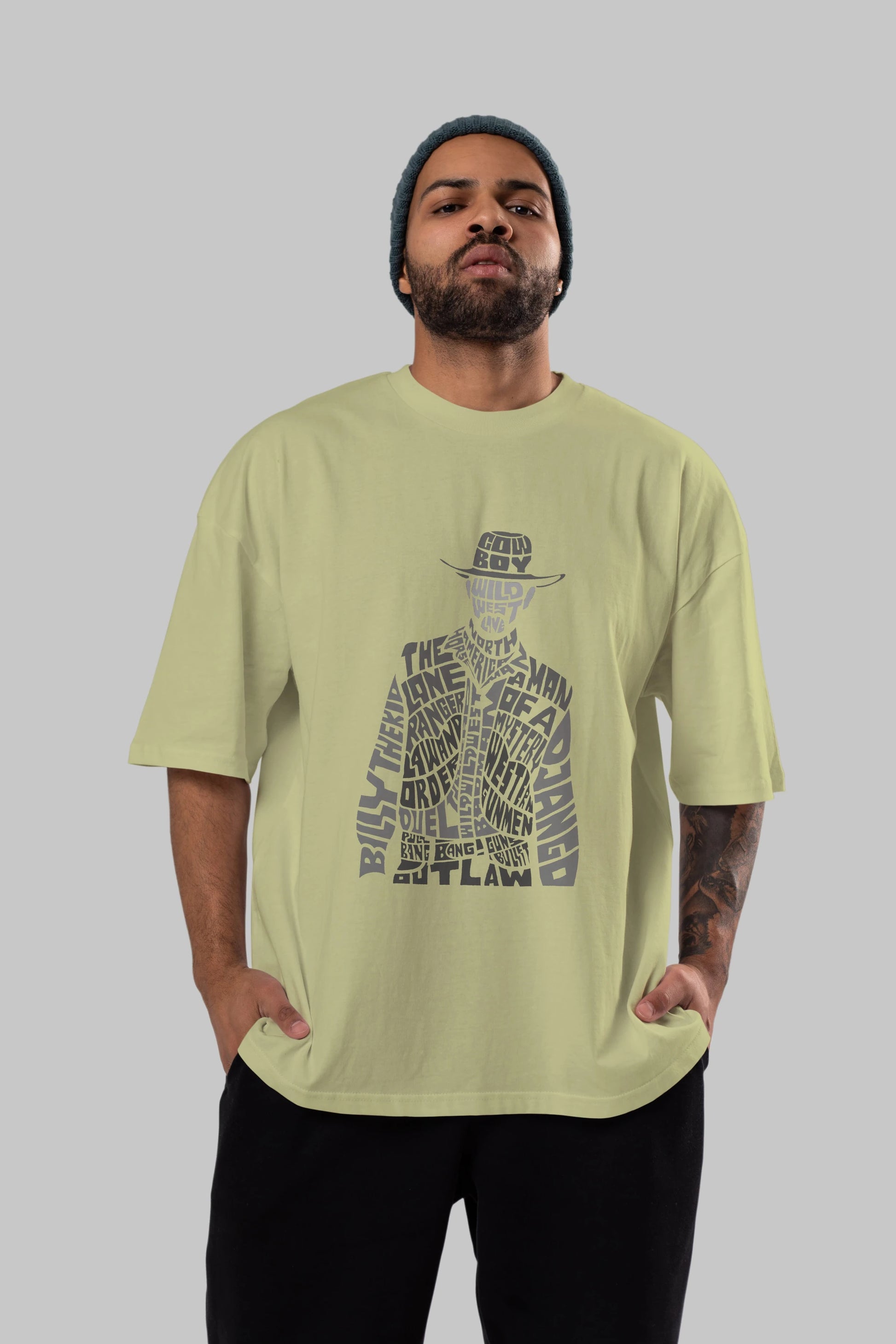 Cowboy Ön Baskılı Oversize t-shirt %100 pamuk Erkek Kadın Unisex