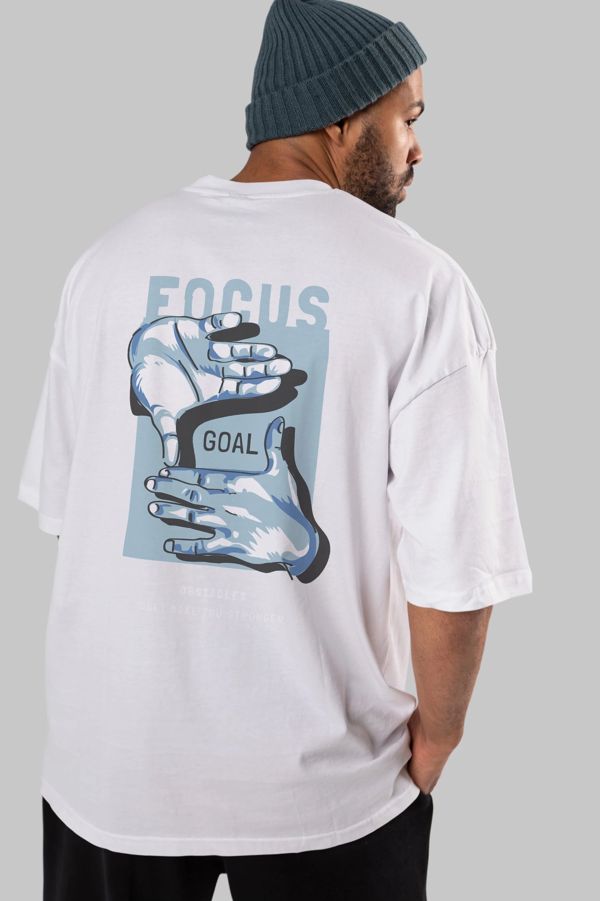 Focus Goal Arka Baskılı Oversize t-shirt Erkek Kadın Unisex