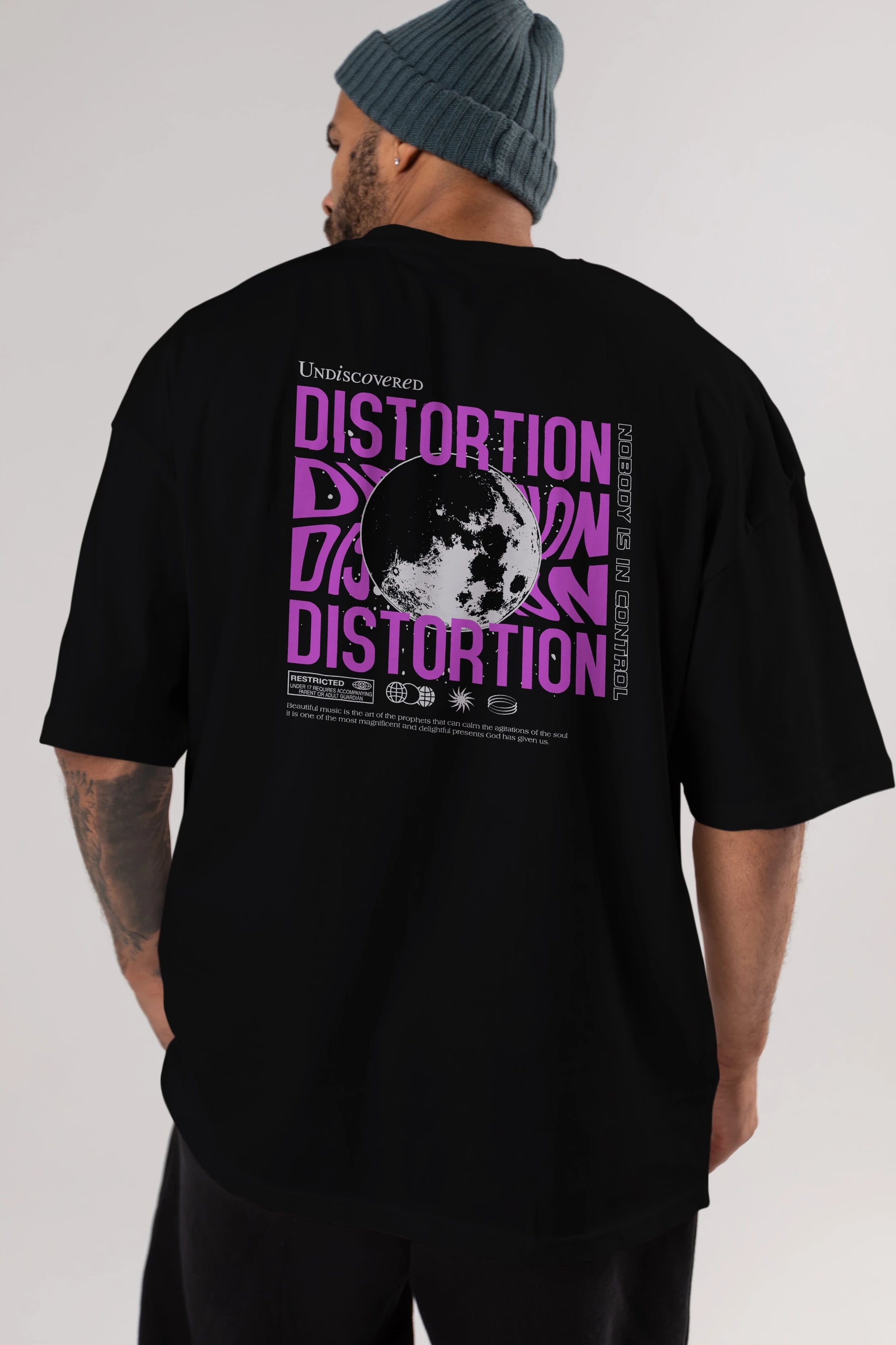 Distortion Arka Baskılı Oversize t-shirt Erkek Kadın Unisex