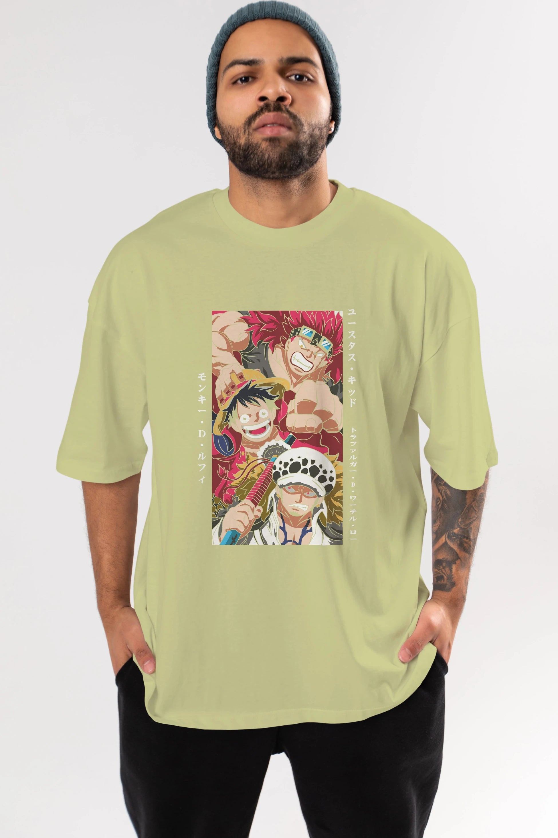 SUPER NOVAS one piece Anime Ön Baskılı Oversize t-shirt %100 pamuk Erkek Kadın Unisex