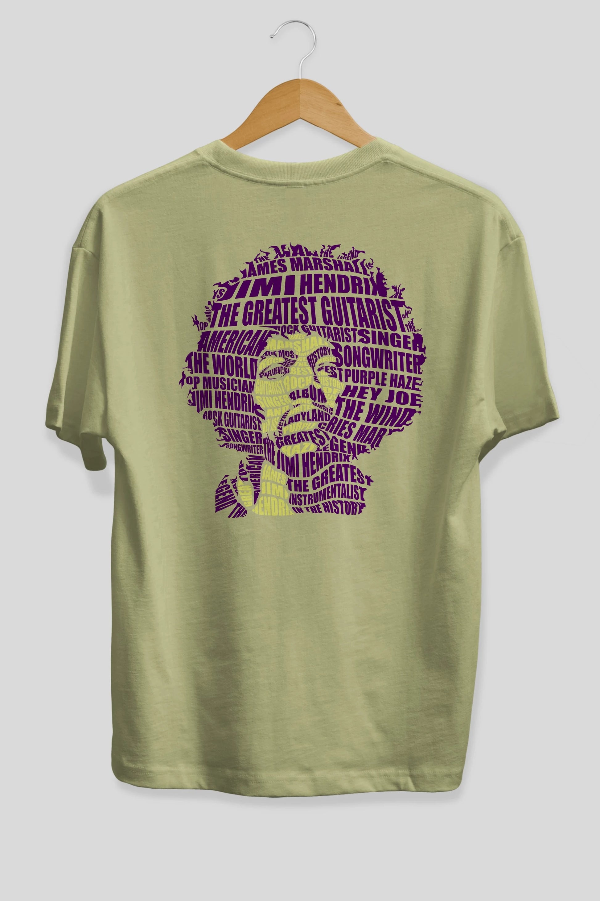 Jimmy Hendrix Calligram Arka Baskılı Oversize t-shirt %100 pamuk Erkek Kadın Unisex