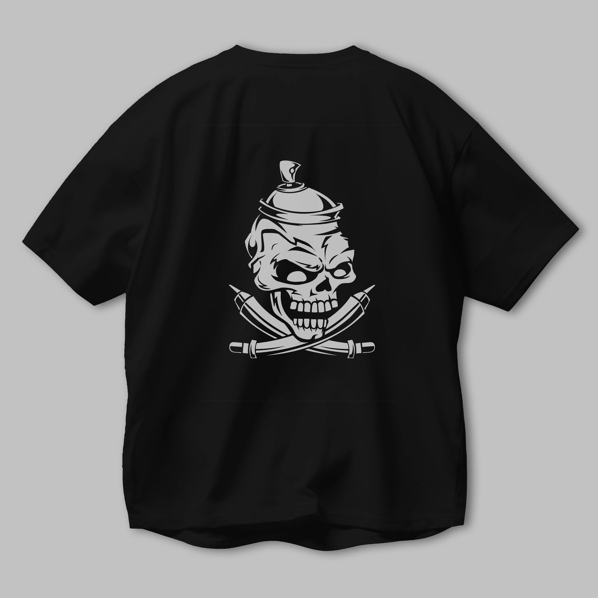 Skull Grafity Arka Baskılı Oversize t-shirt Erkek Kadın Unisex %100 Pamuk tişort