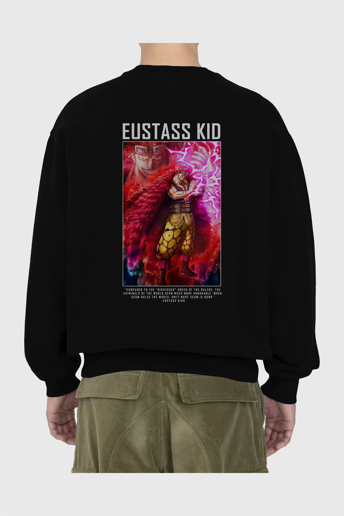 Eustass Kid Arka Baskılı Anime Oversize Sweatshirt Erkek Kadın Unisex