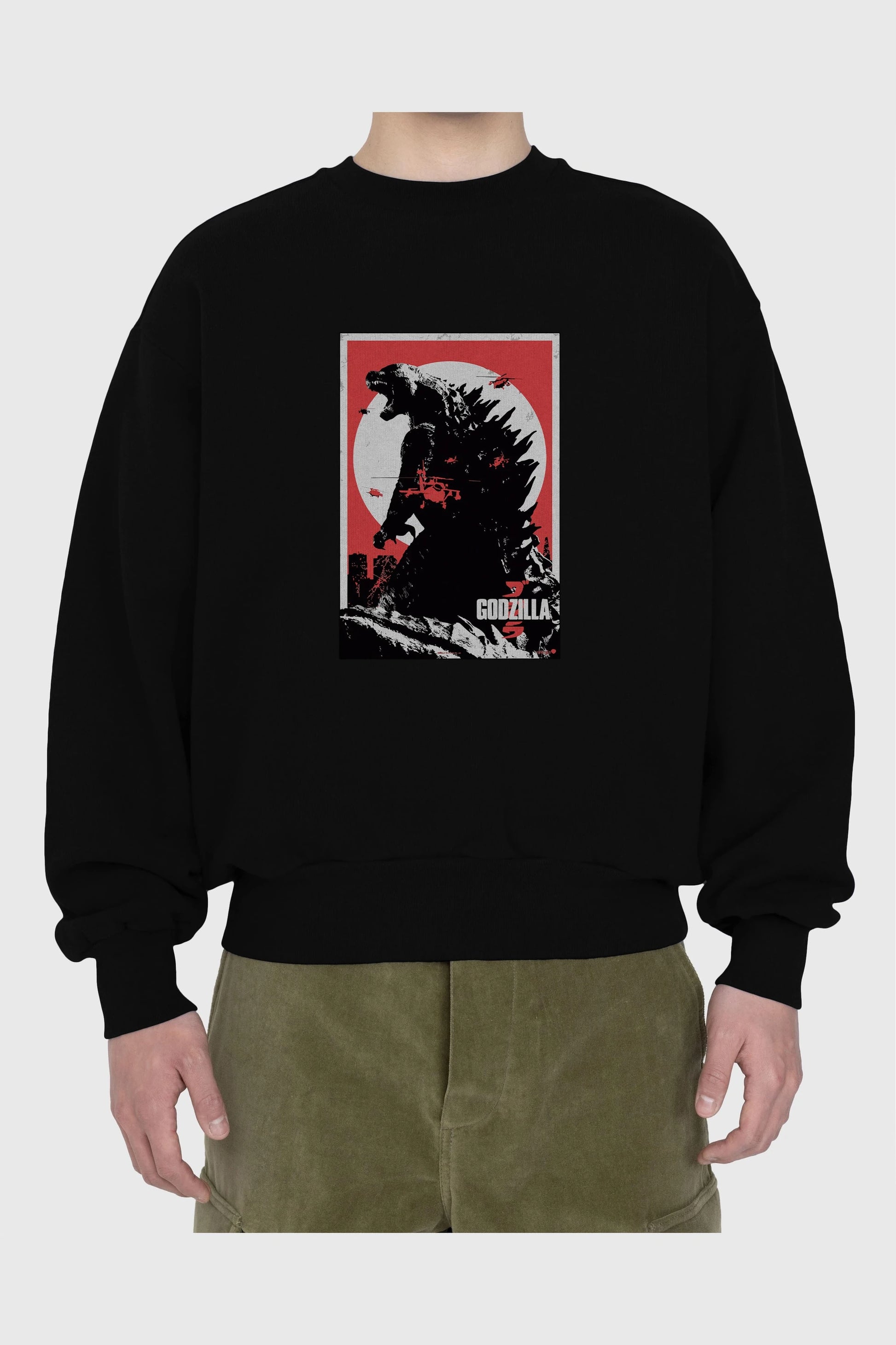 Godzilla (2) Ön Baskılı Oversize Sweatshirt Erkek Kadın Unisex