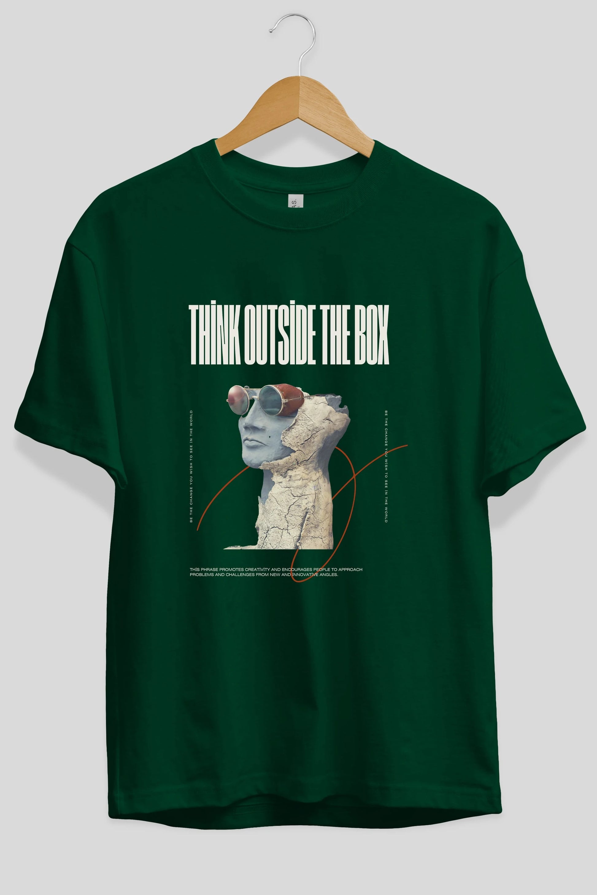 Think Outside The Box Ön Baskılı Oversize t-shirt Erkek Kadın Unisex