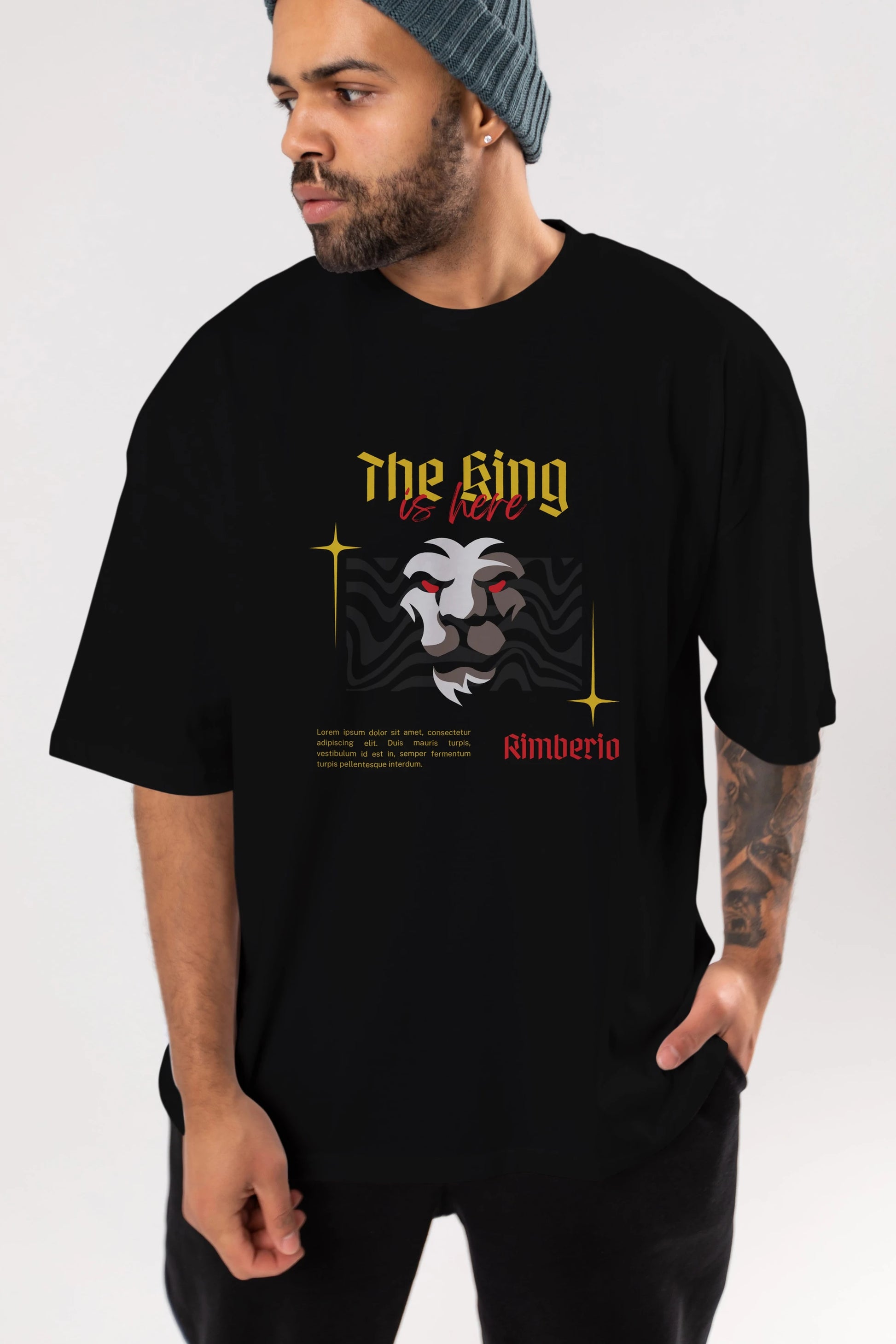 The King is Here Yazılı Ön Baskılı Oversize t-shirt Erkek Kadın Unisex