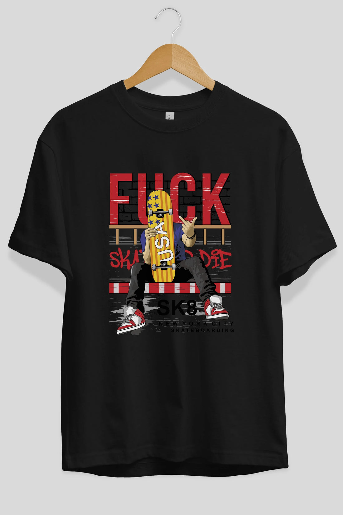 Skate or Die Ön Baskılı Oversize t-shirt Erkek Kadın Unisex