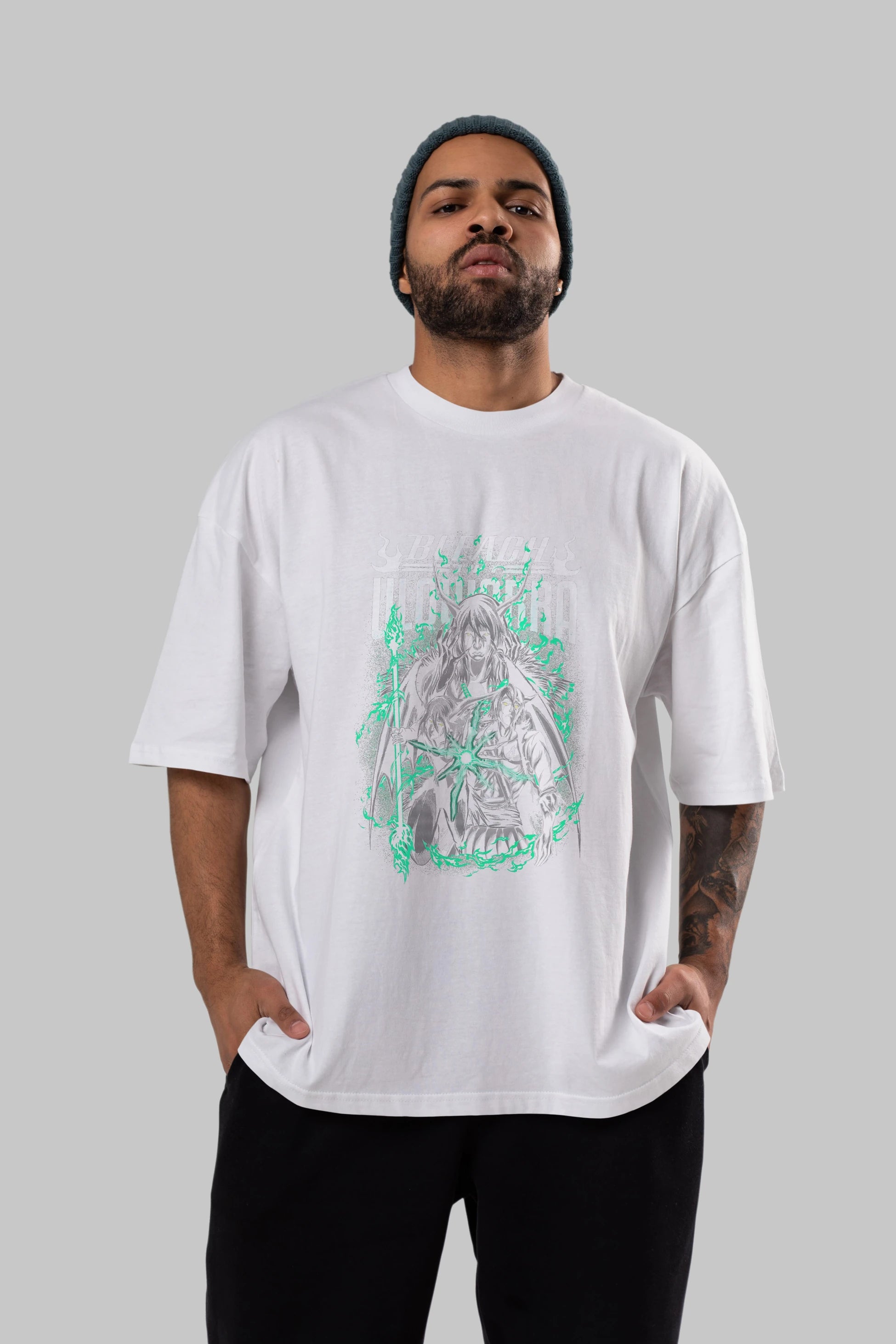 BLEACH(ULQUIARRA) Anime Ön Baskılı Oversize t-shirt %100 pamuk Erkek Kadın Unisex