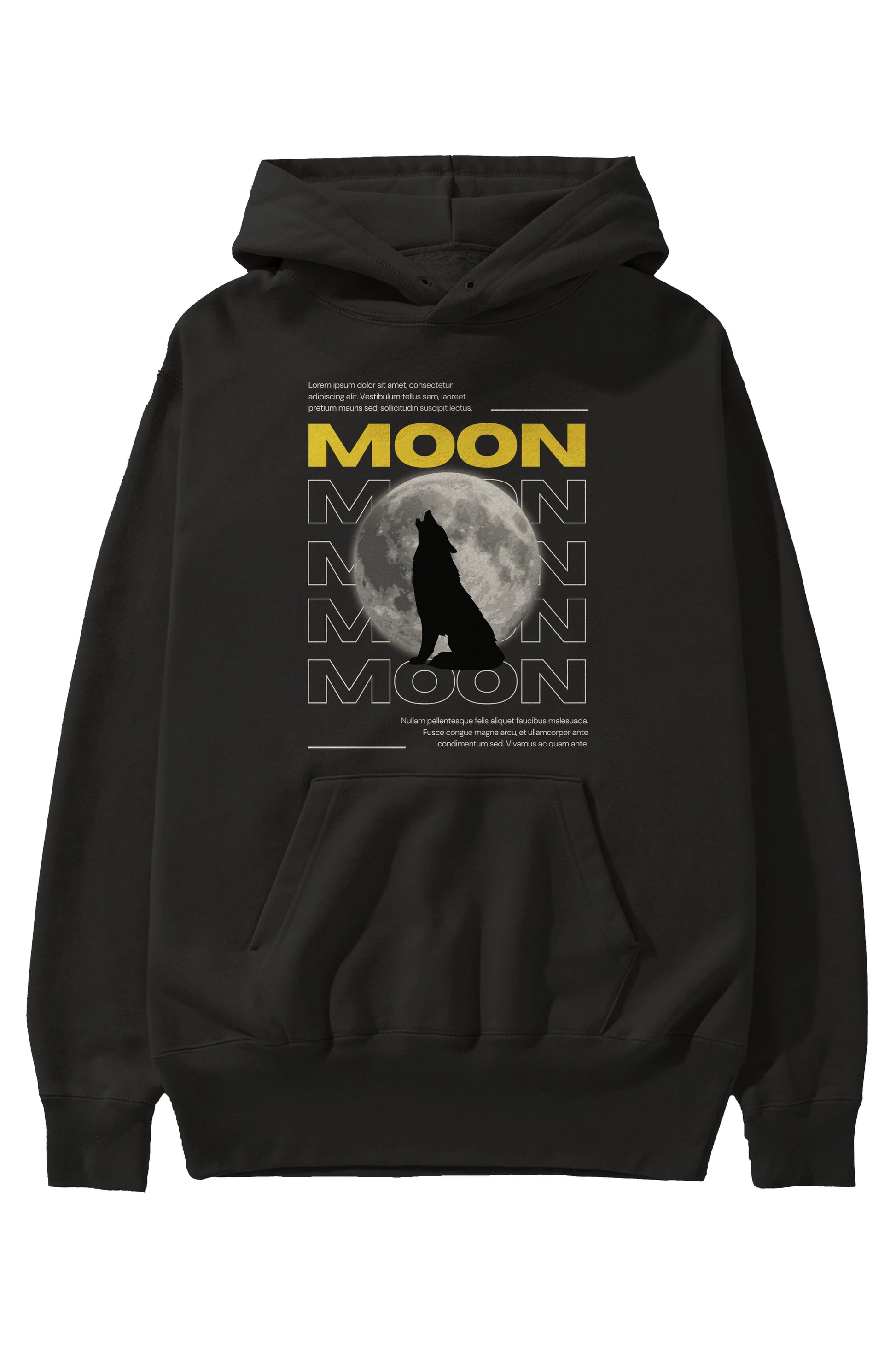 Moon Ön Baskılı Oversize Hoodie Kapüşonlu Sweatshirt Erkek Kadın Unisex