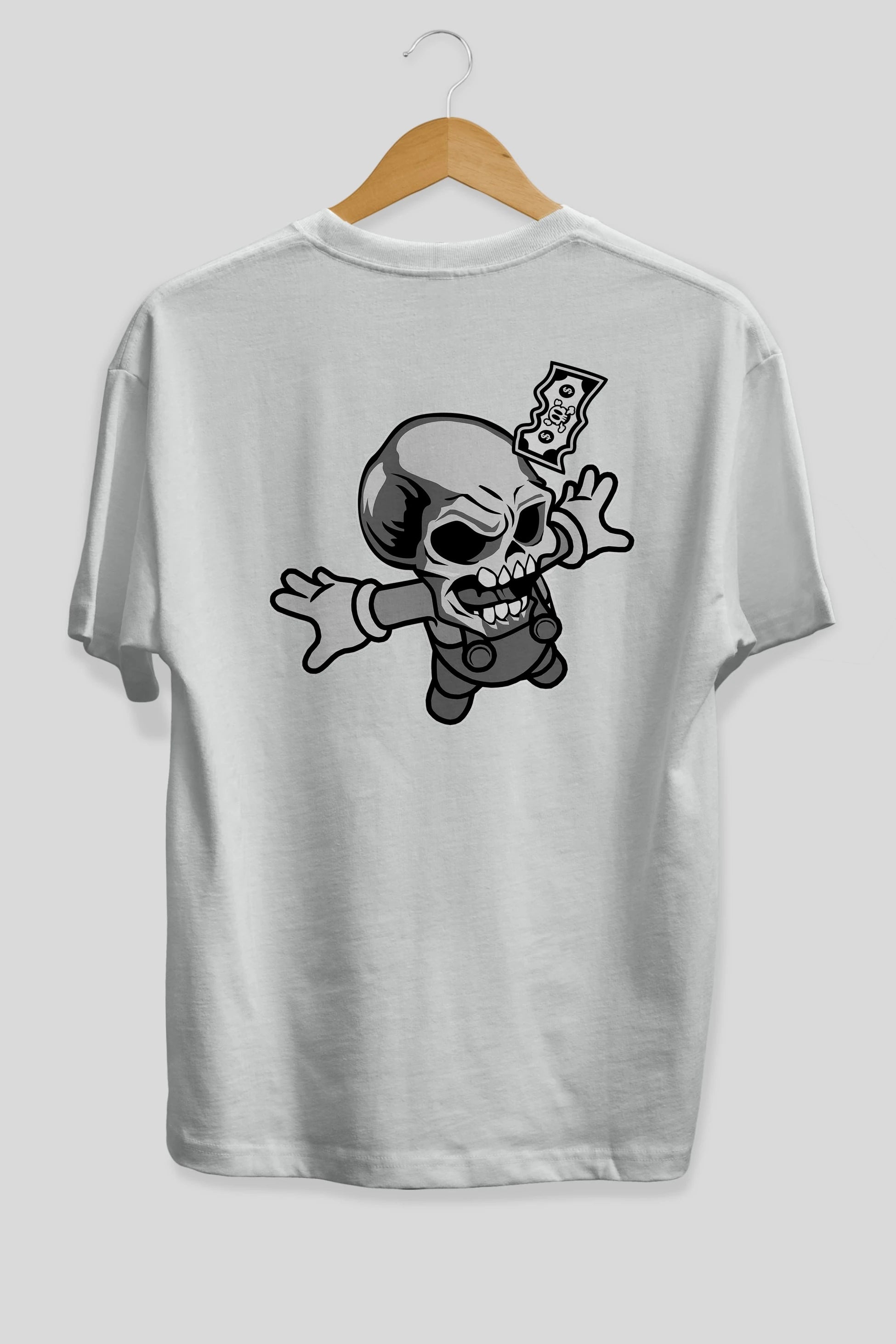 Skull Drowning Arka Baskılı Oversize t-shirt Erkek Kadın Unisex %100 Pamuk tişort