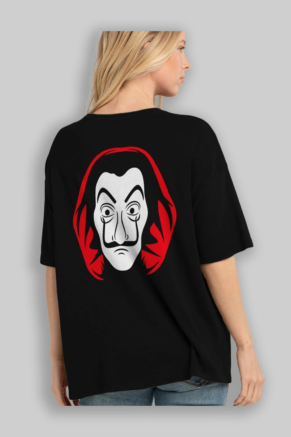 La Casa De Papel (8) Arka Baskılı Oversize t-shirt Erkek Kadın Unisex %100 Pamuk Bisiklet Yaka tişort