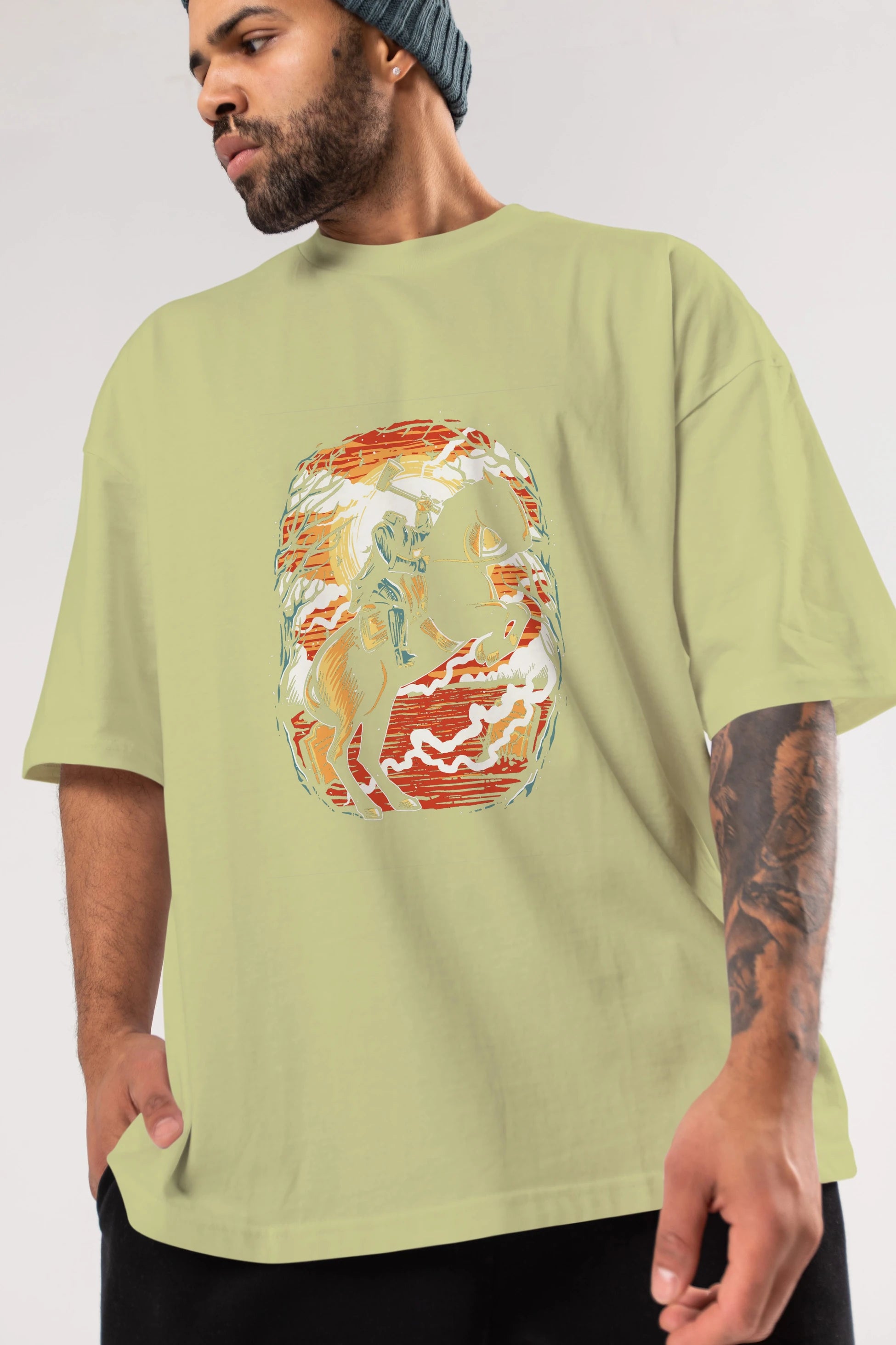 Headless Horseman Ön Baskılı Oversize t-shirt Erkek Kadın Unisex %100 Pamuk tişort
