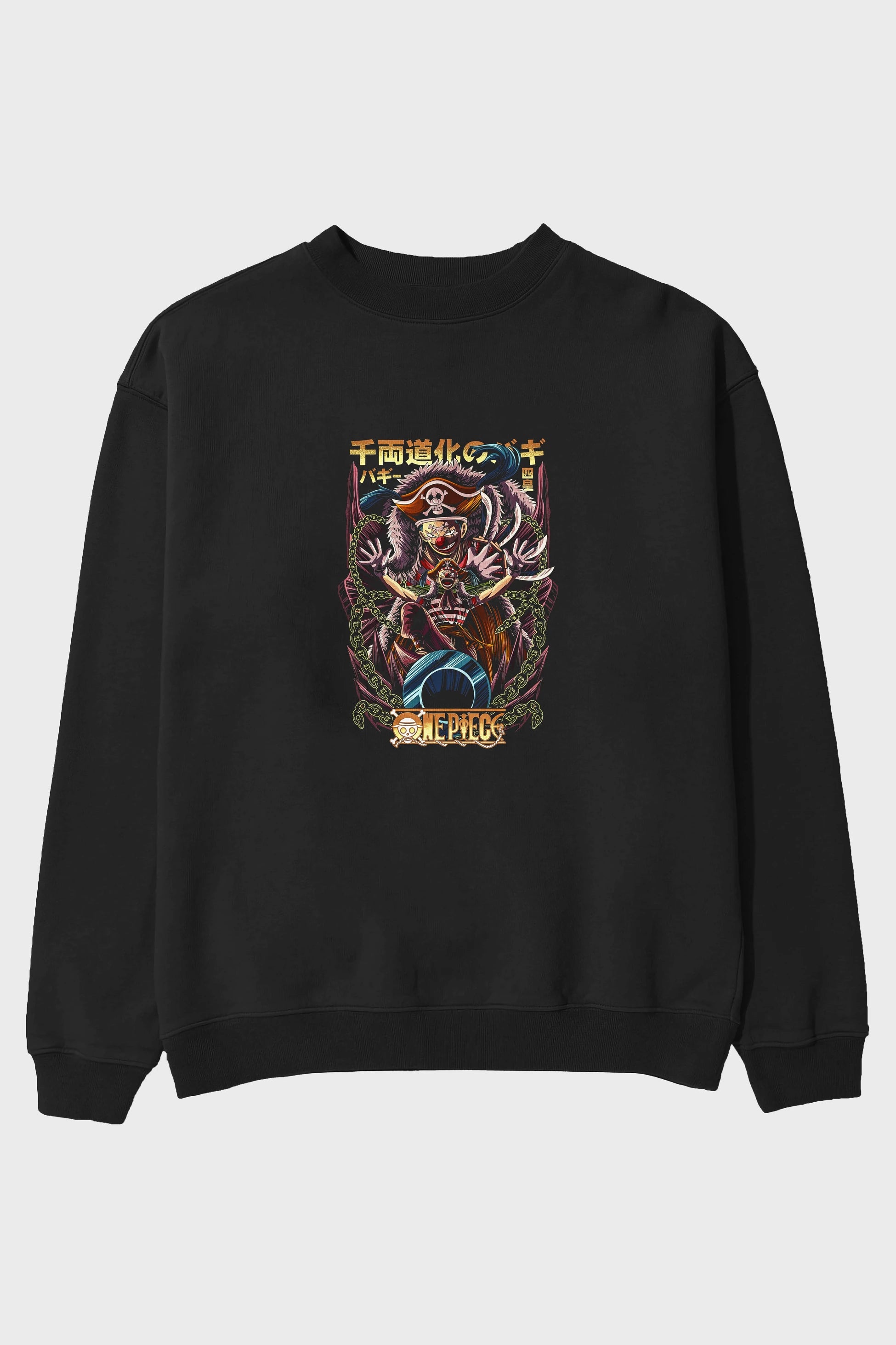 ONE PIECE (5) Anime Ön Baskılı Oversize Sweatshirt Erkek Kadın Unisex