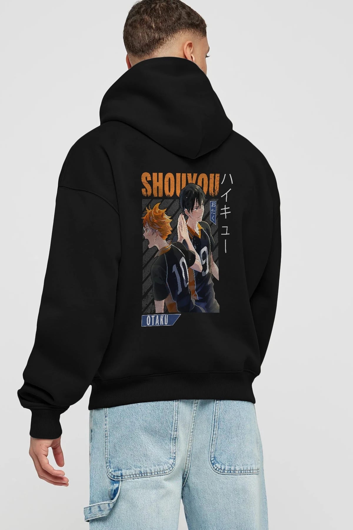 Shouyou Hinata 12 Anime Arka Baskılı Hoodie Oversize Kapüşonlu Sweatshirt Erkek Kadın Unisex
