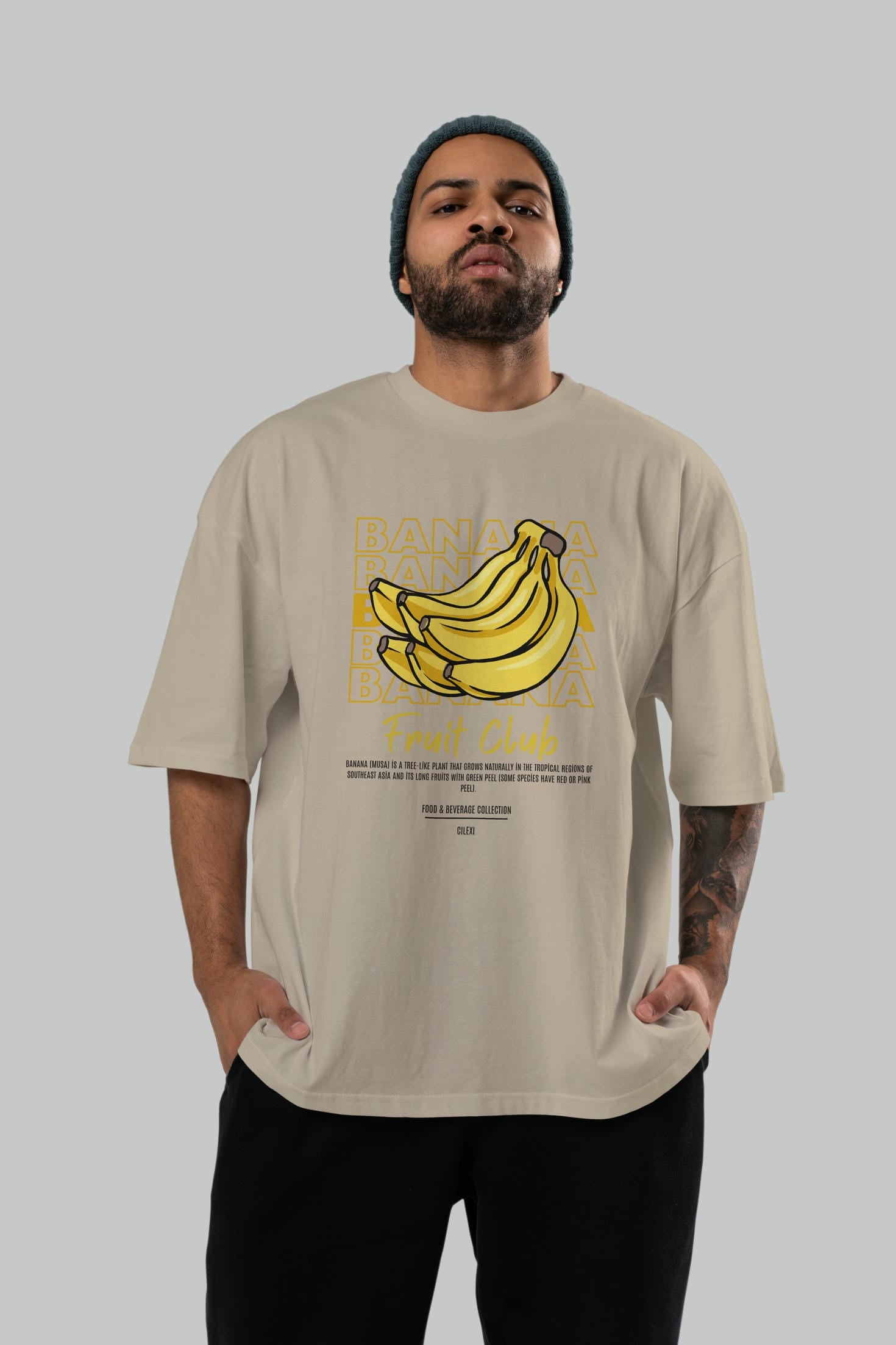 Banana Ön Baskılı Oversize t-shirt Erkek Kadın Pamuk Bisiklet Yaka tişort