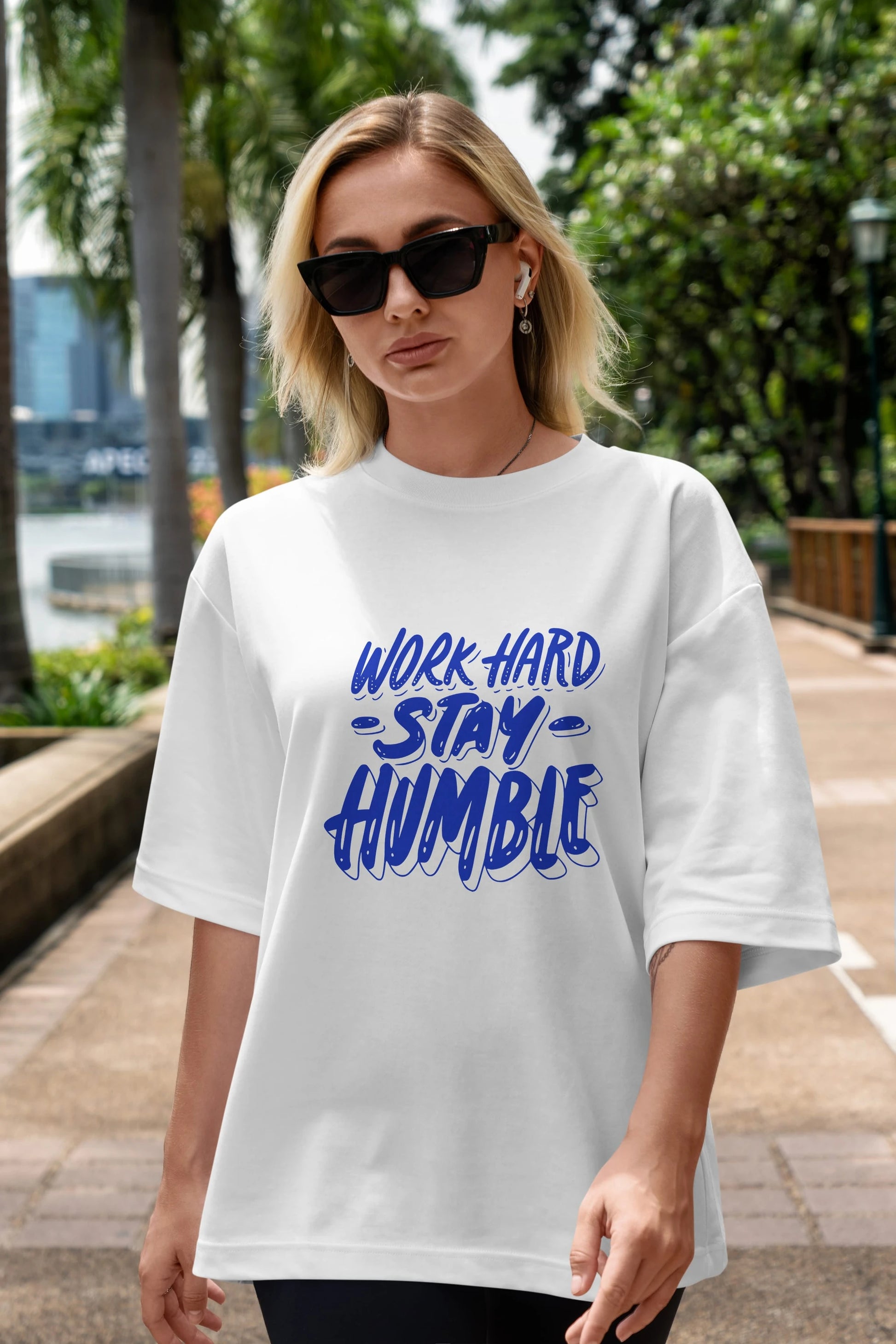Word Hard Yazılı Ön Baskılı Oversize t-shirt Erkek Kadın Unisex