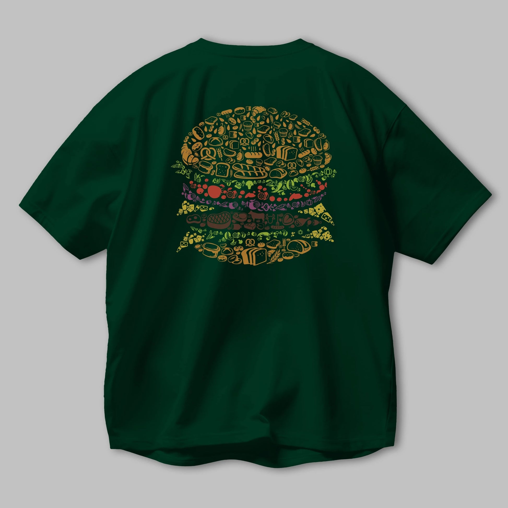 Burger Arka Baskılı Oversize t-shirt %100 pamuk Erkek Kadın Unisex