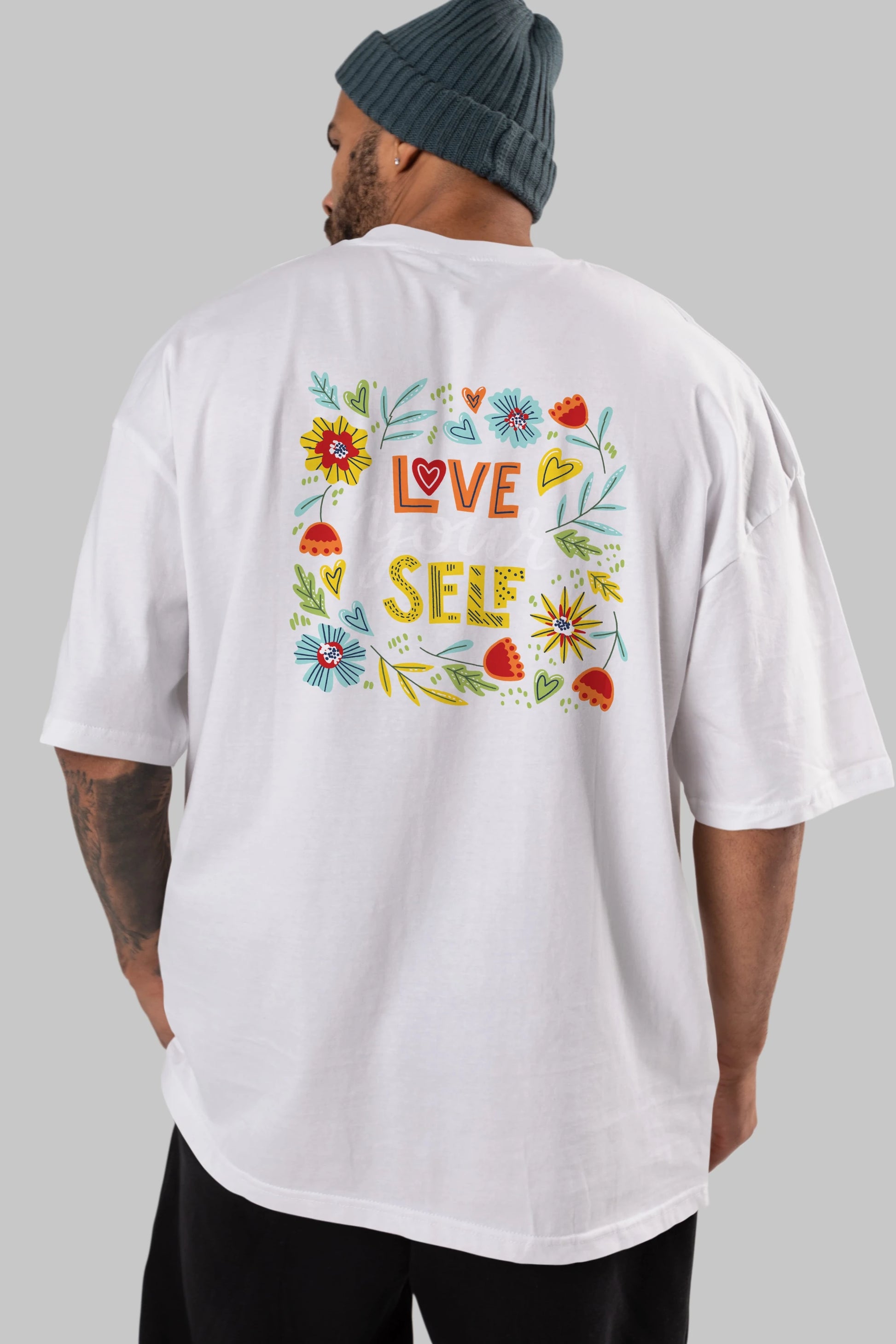 Love Yourself Yazılı Arka Baskılı Oversize t-shirt Erkek Kadın Unisex