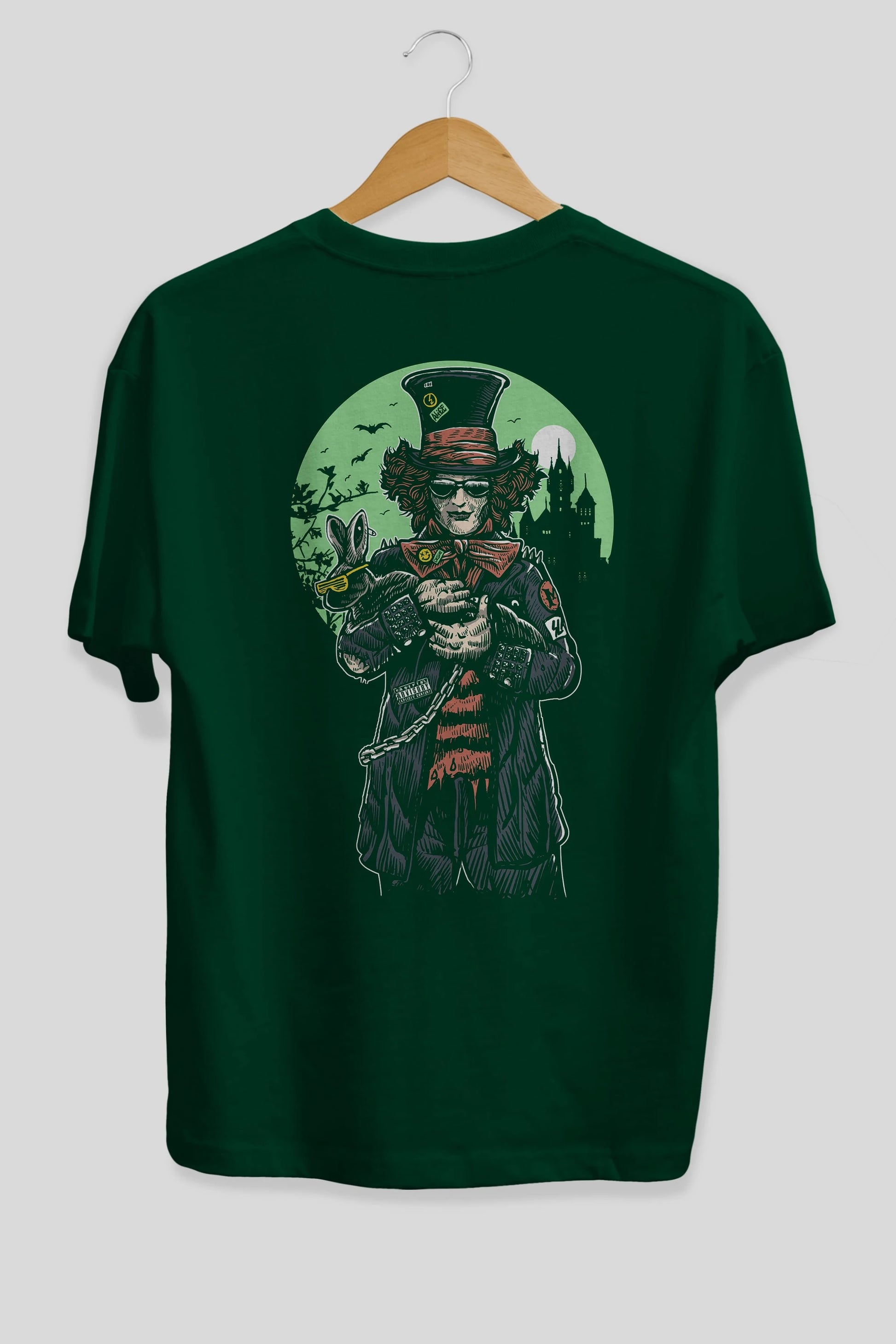 Mad Hatter Arka Baskılı Oversize t-shirt Erkek Kadın Unisex %100 Pamuk