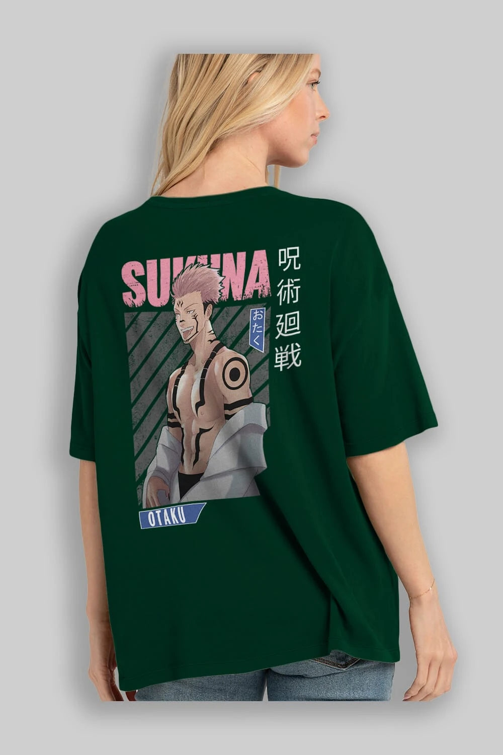 Sukuna Ryoumen Anime Arka Baskılı Oversize t-shirt Erkek Kadın Unisex