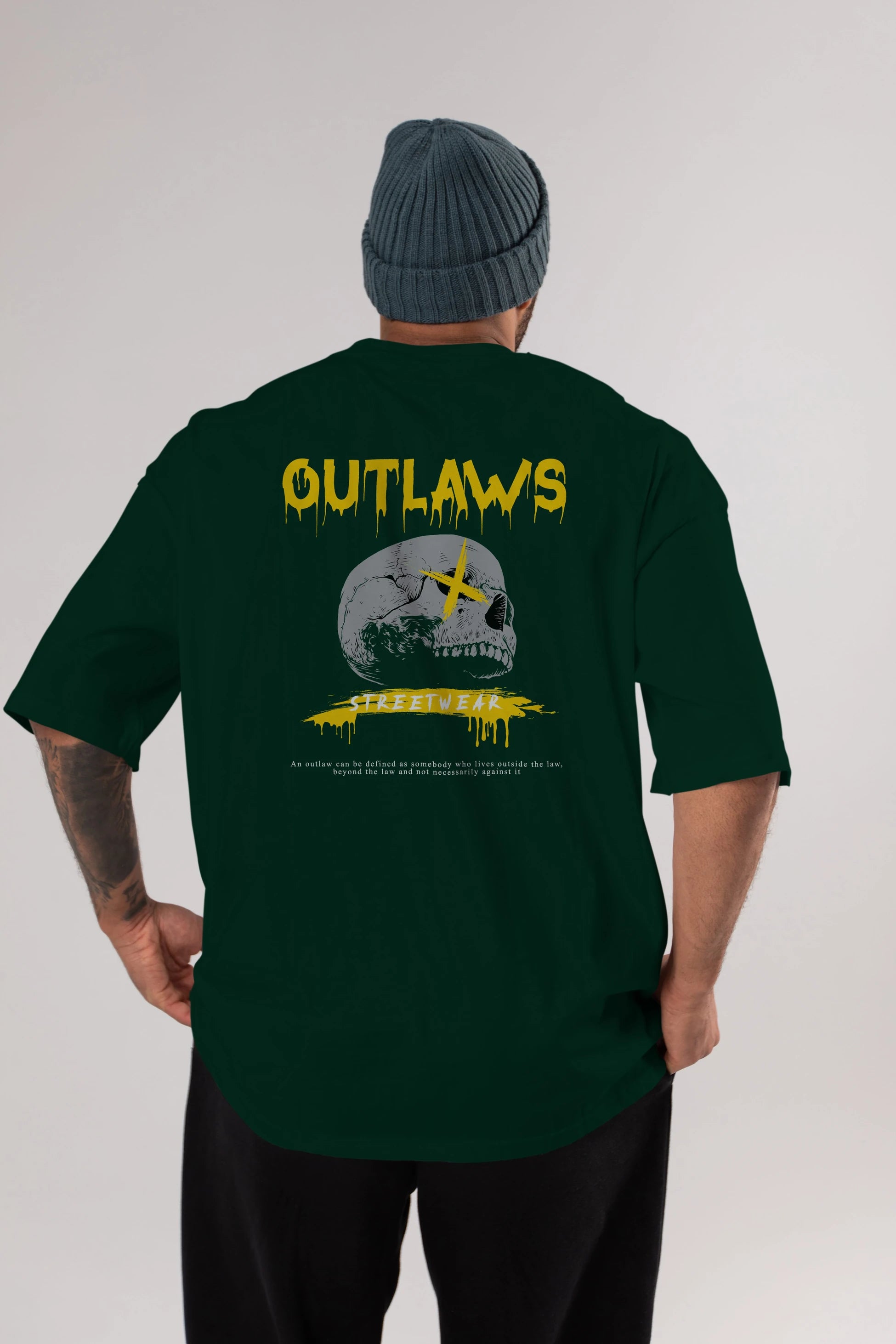 Outlaws Streetwear Arka Baskılı Oversize t-shirt Erkek Kadın Unisex