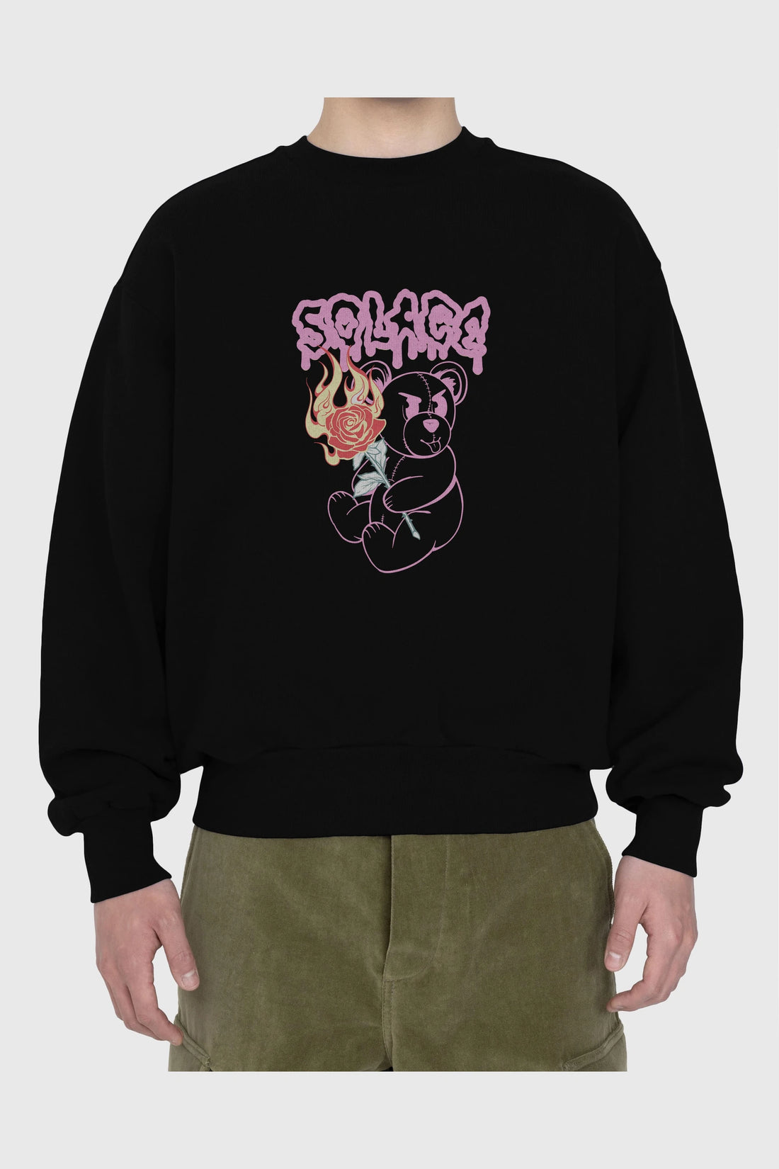 Solage Bear Ön Baskılı Oversize Sweatshirt Erkek Kadın Unisex