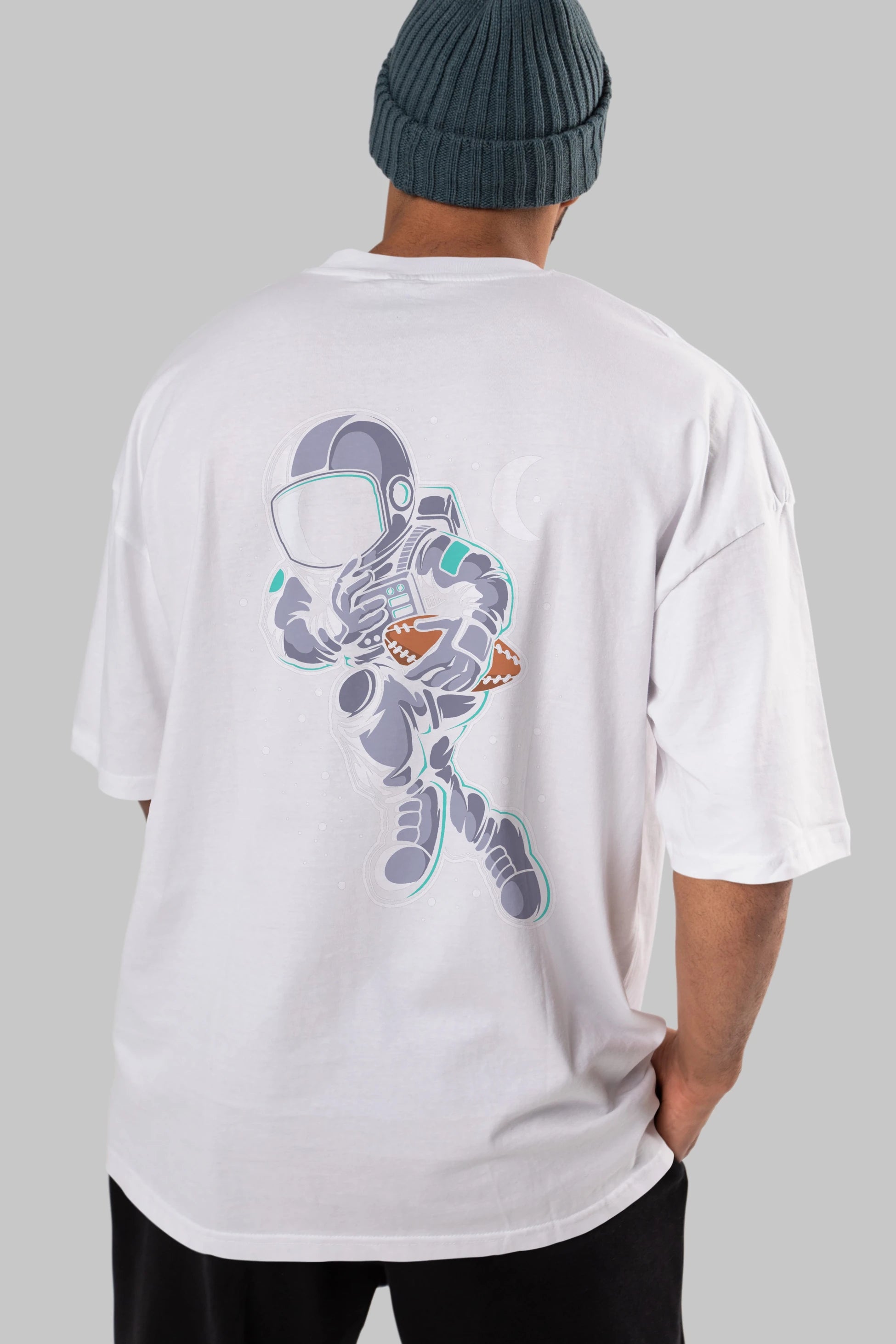 Astronaut Rugby Arka Baskılı Oversize t-shirt Erkek Kadın Unisex