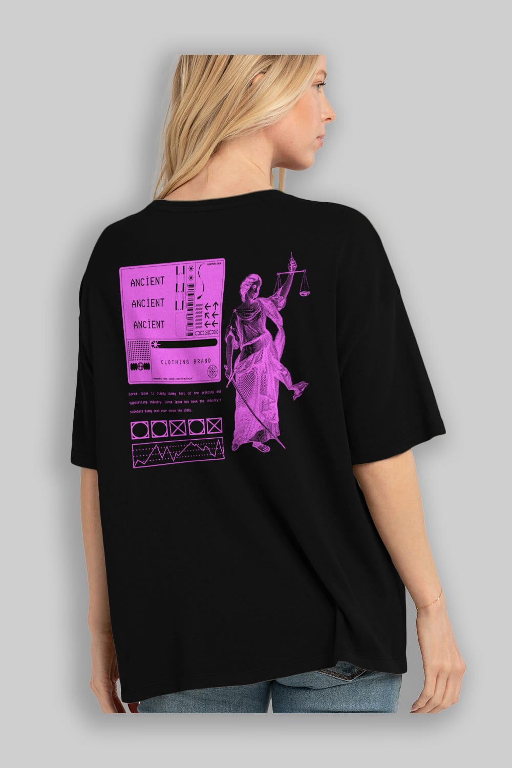 Ancient Streetwear Arka Baskılı Oversize t-shirt Erkek Kadın Unisex