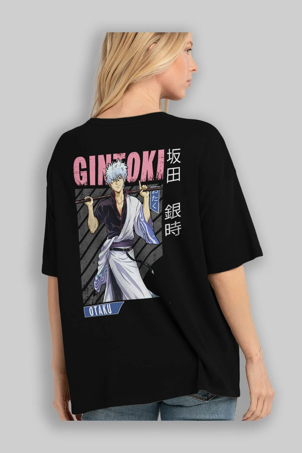 Gintoki Sakata GINTAMA 3 Anime Arka Baskılı Oversize t-shirt Erkek Kadın Unisex