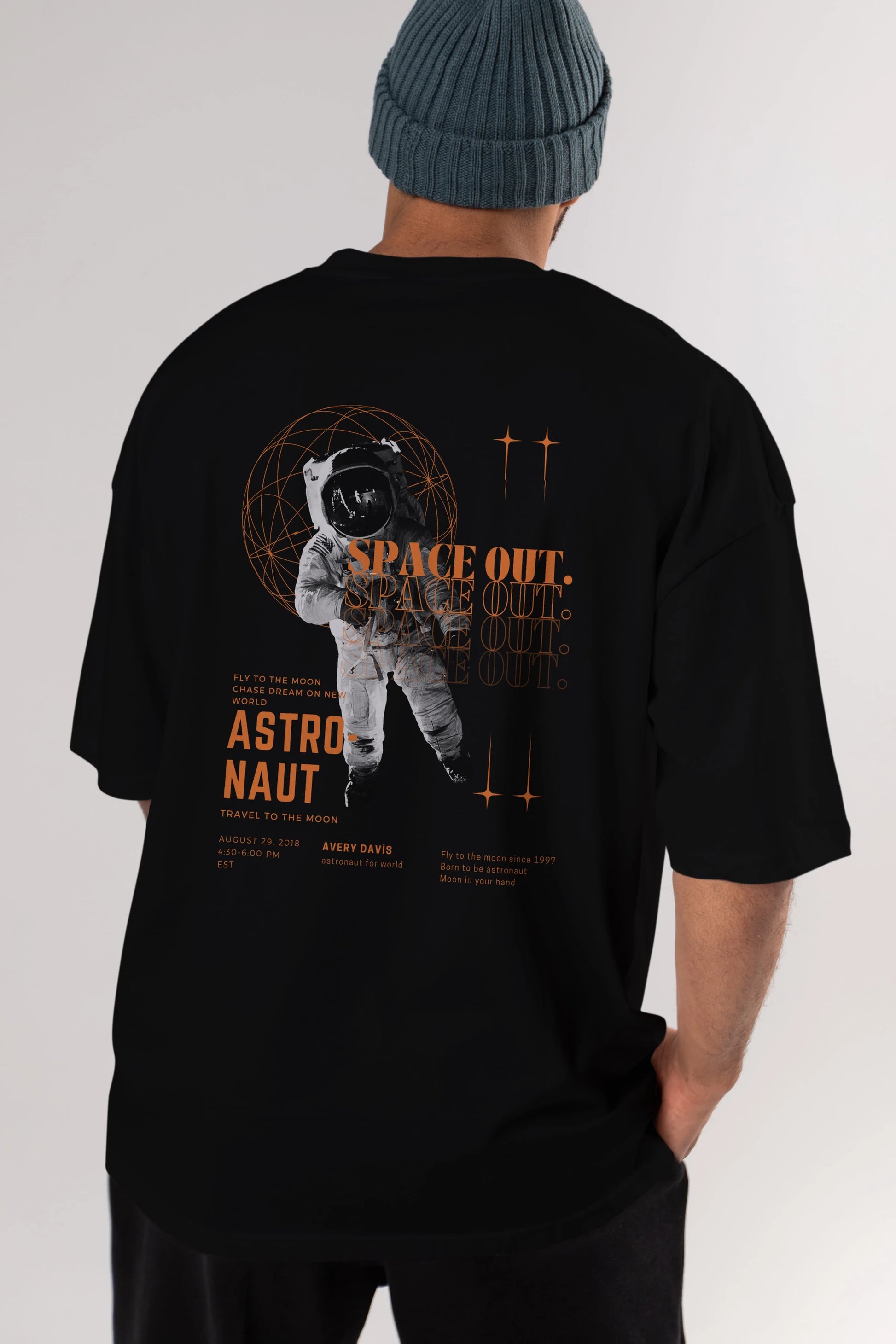 Astronaut Space Out Yazılı Arka Baskılı Oversize t-shirt Erkek Kadın Unisex