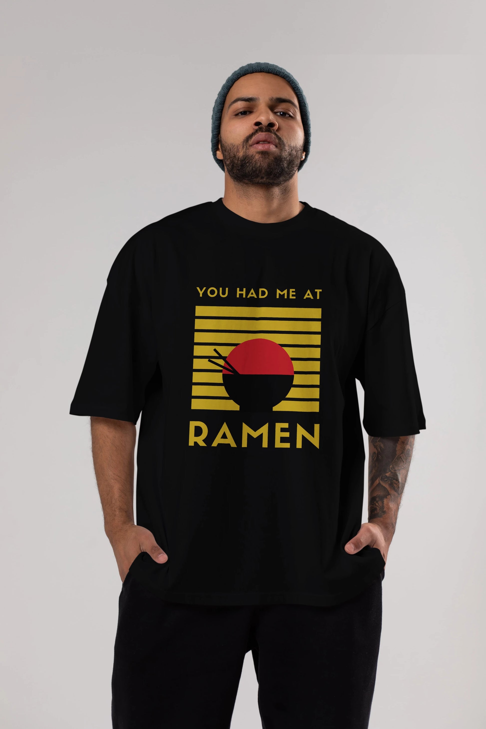 You Had me at Ramen Yazılı Ön Baskılı Oversize t-shirt Erkek Kadın Unisex