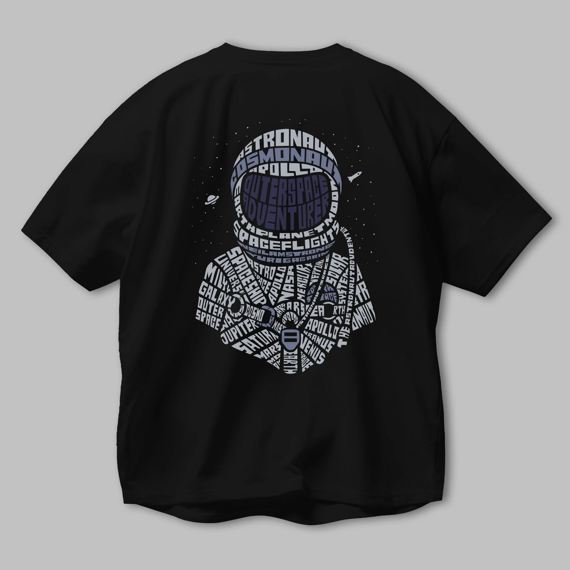 Astronaut Arka Baskılı Oversize t-shirt %100 pamuk Erkek Kadın Unisex