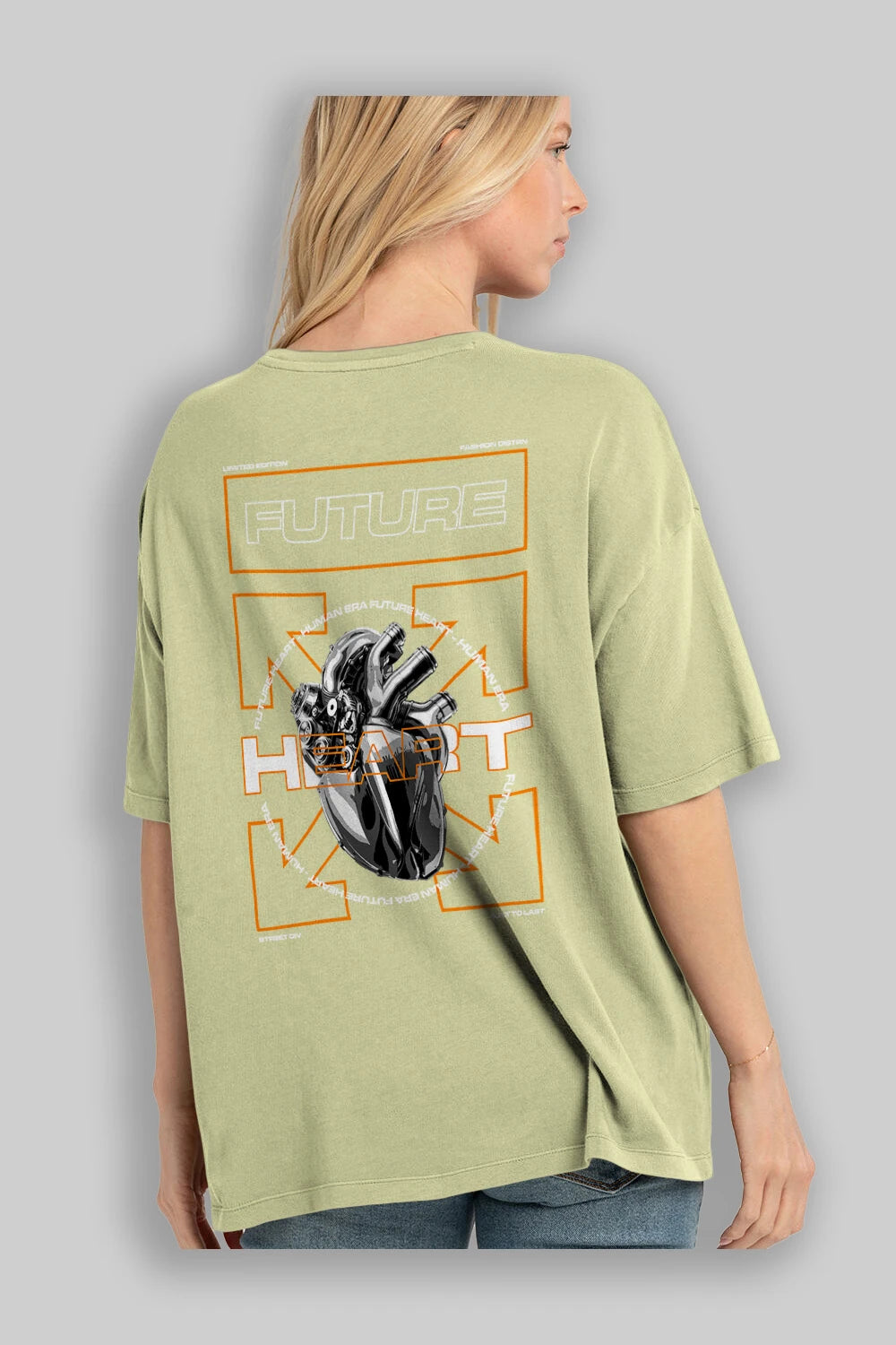 Future Heart Arka Baskılı Oversize t-shirt Erkek Kadın Unisex