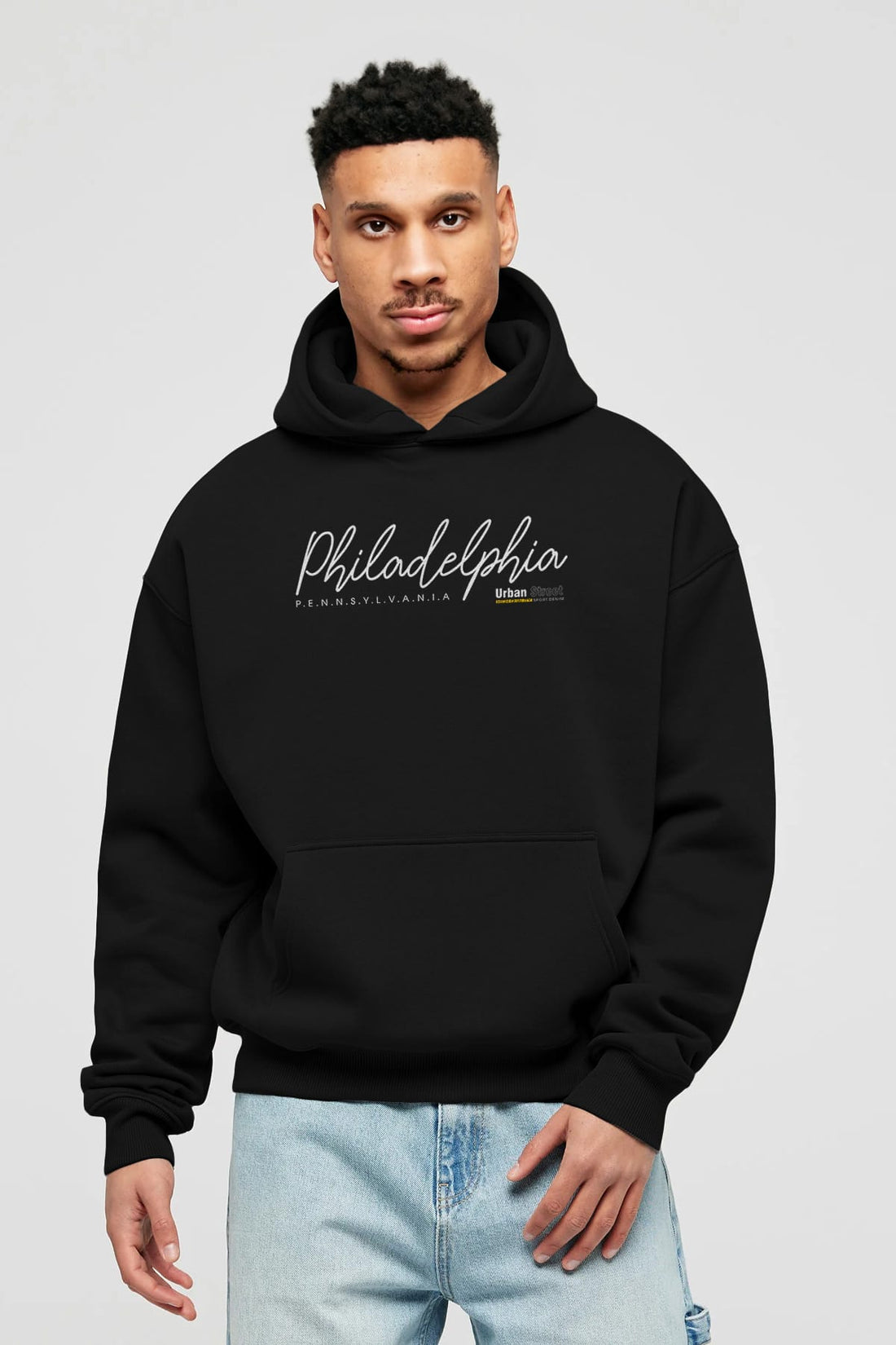 Philadelphia Urban Ön Baskılı Oversize Hoodie Kapüşonlu Sweatshirt Erkek Kadın Unisex