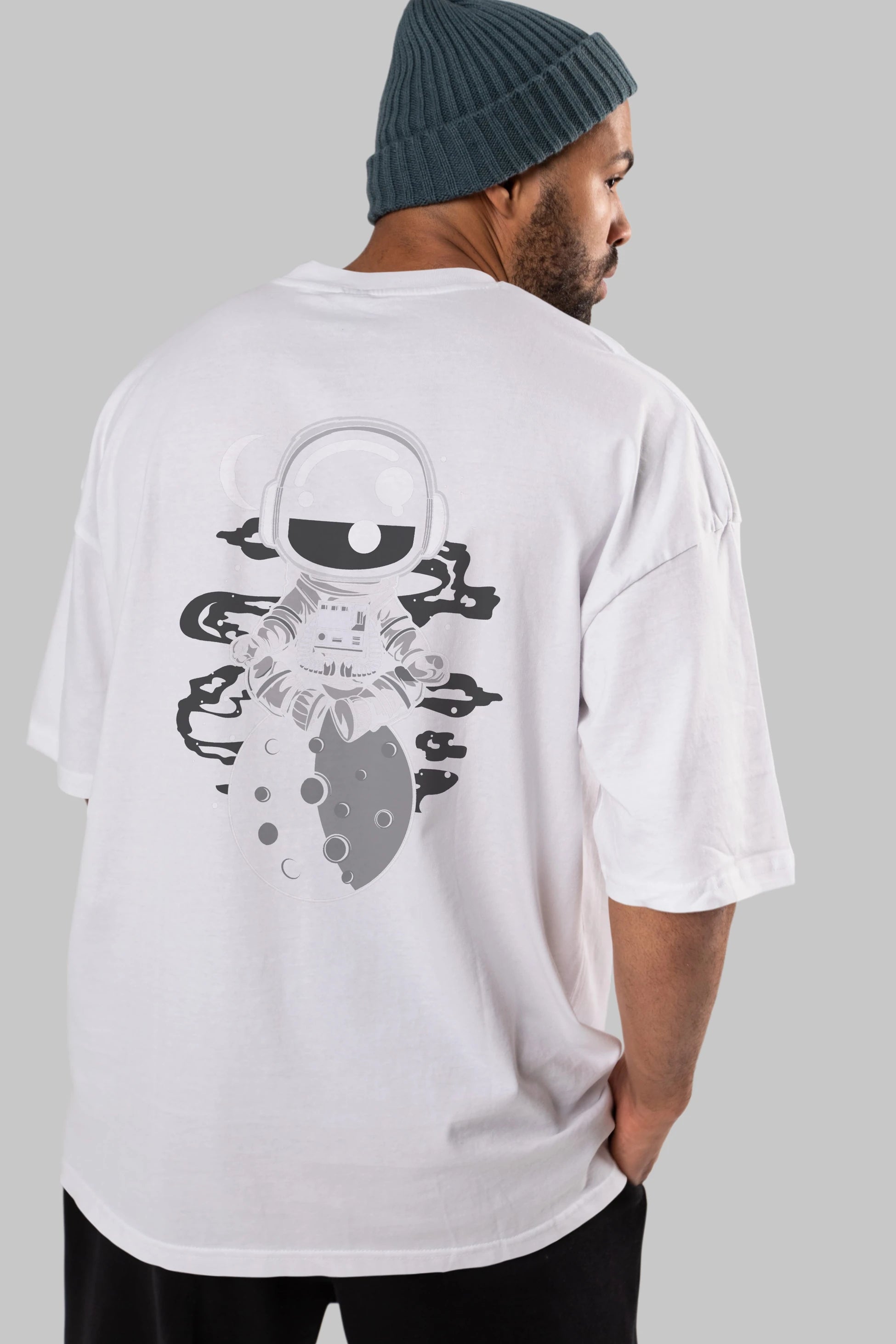 Astronaut Yoga Arka Baskılı Oversize t-shirt Erkek Kadın Unisex