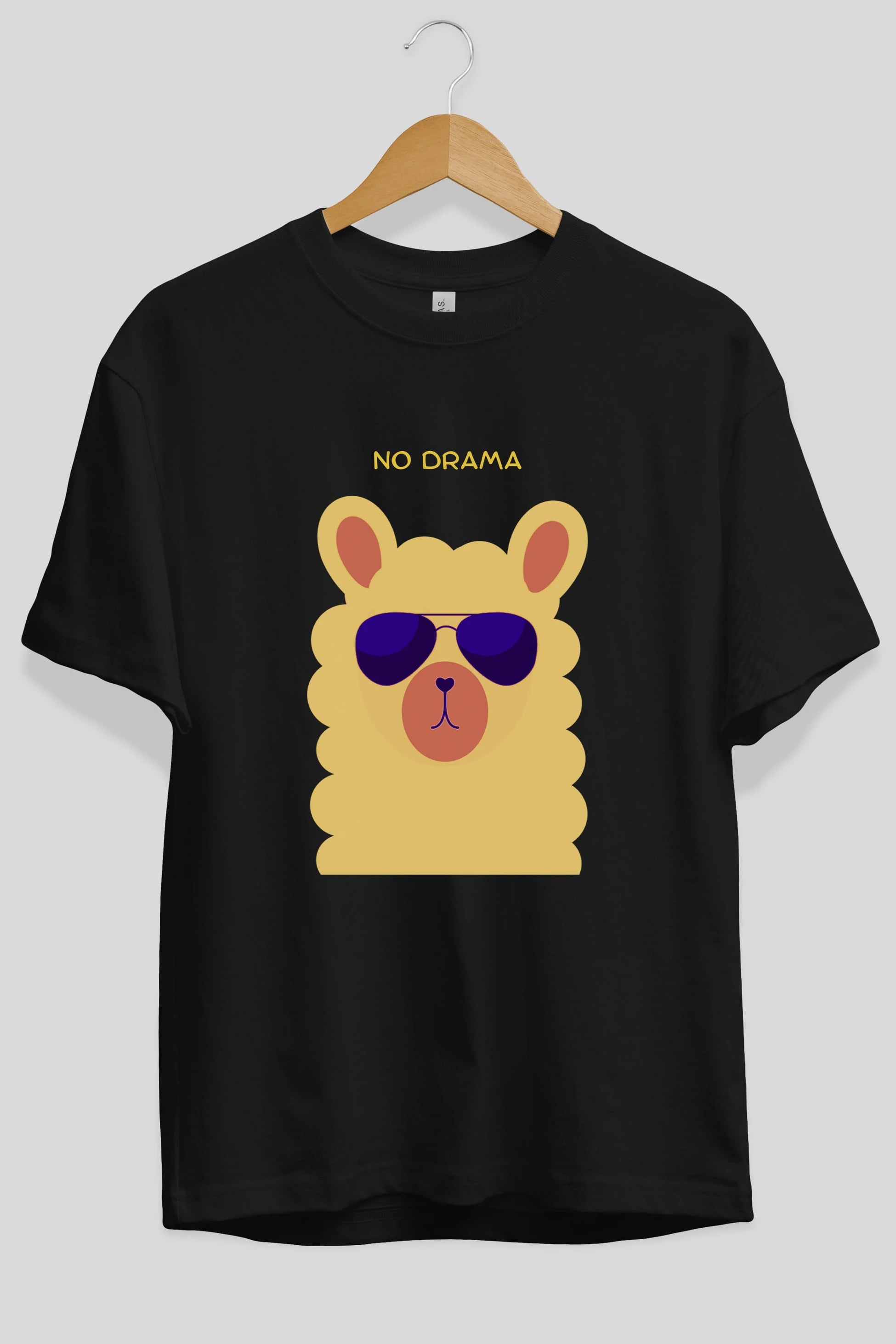 No Drama Yazılı Lama Ön Baskılı Oversize t-shirt Erkek Kadın Unisex