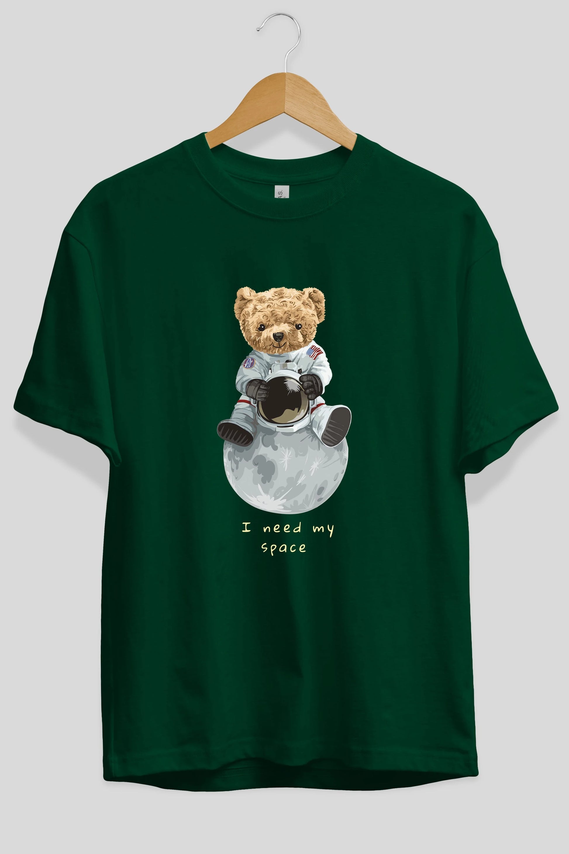 Teddy Bear I Need My Space Ön Baskılı Oversize t-shirt Erkek Kadın Unisex %100 Pamuk