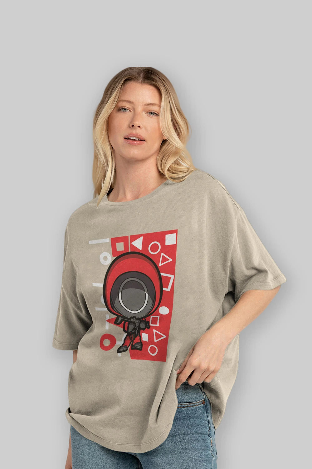 Squid Game (4) Ön Baskılı Oversize t-shirt Erkek Kadın Unisex %100 Pamuk Bisiklet Yaka tişort