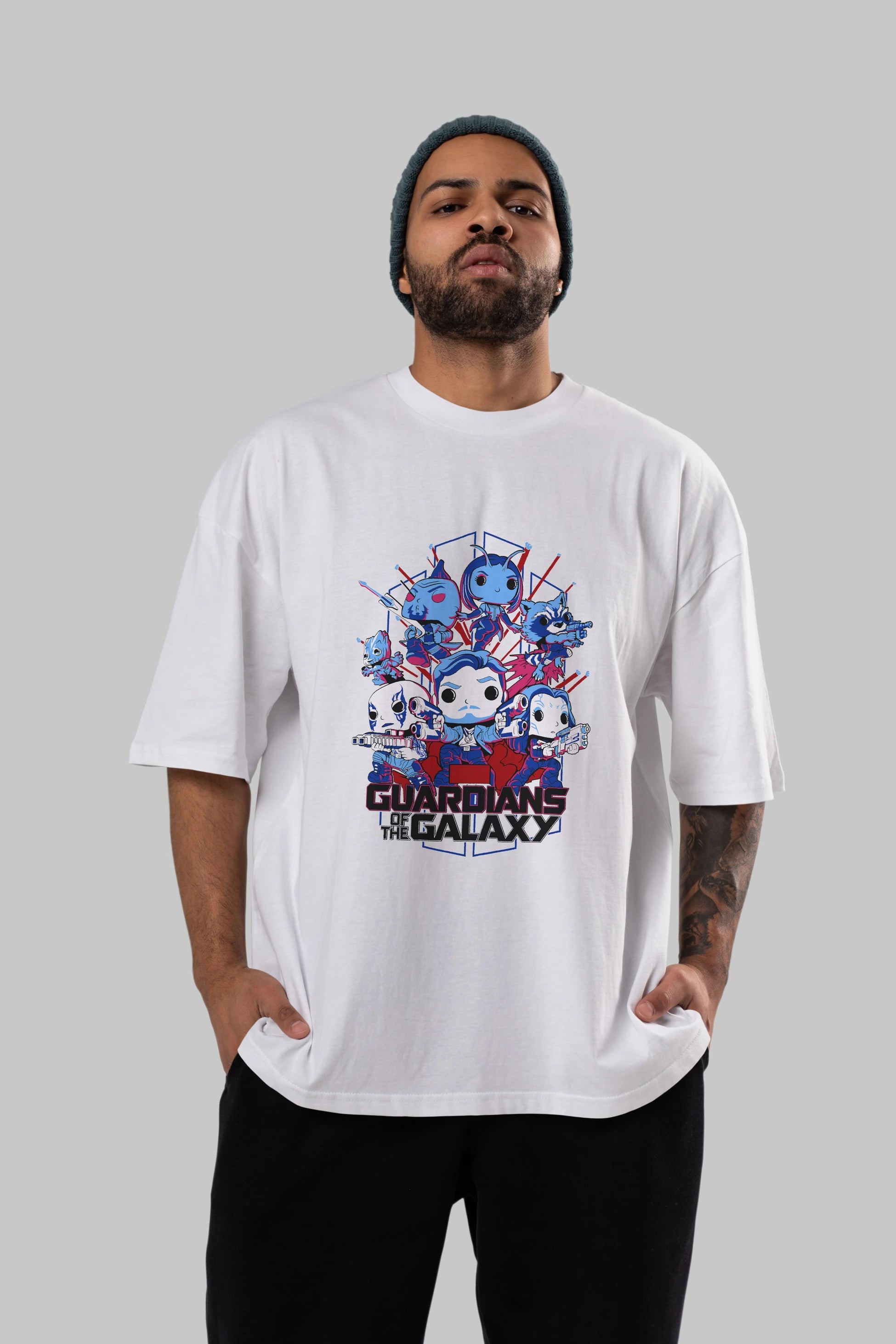 Guardians of the Galaxy Ön Baskılı Oversize t-shirt Erkek Kadın Unisex %100 Pamuk Bisiklet Yaka tişort