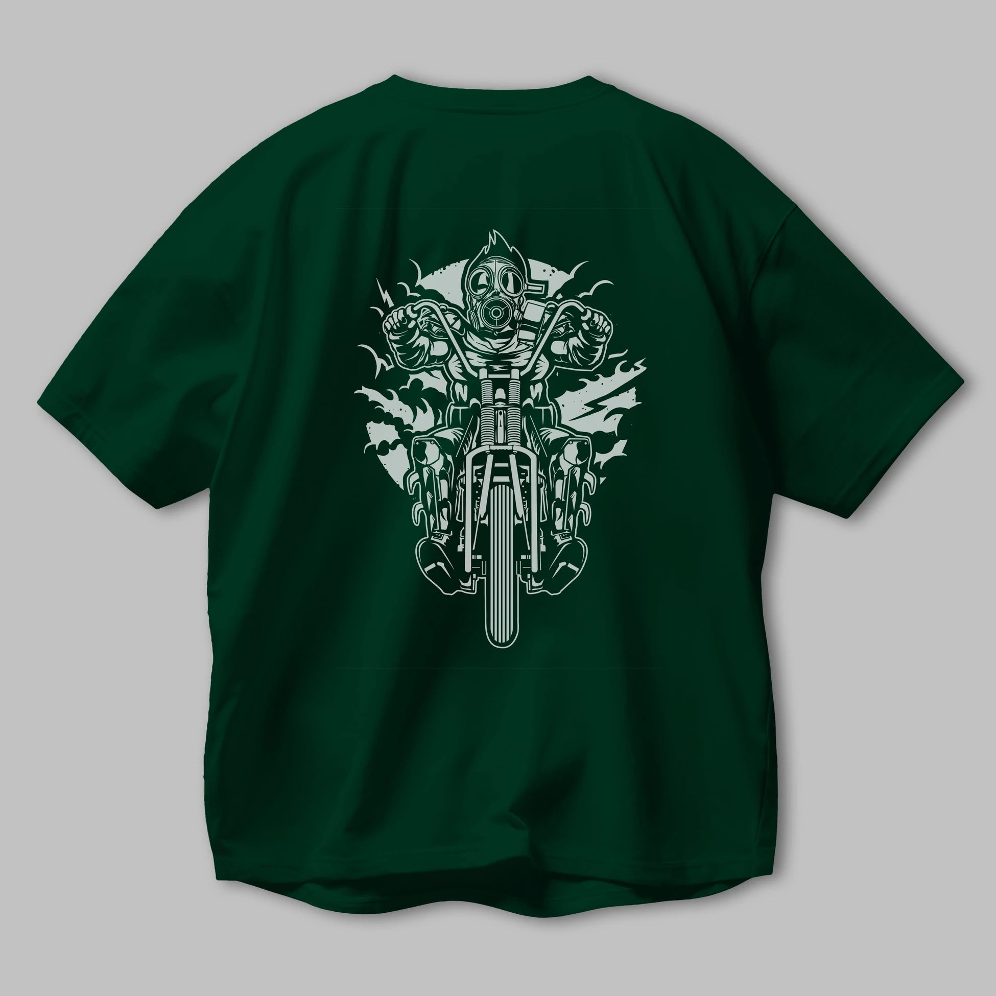 Gasmask Chopper Arka Baskılı Oversize t-shirt Erkek Kadın Unisex %100 Pamuk