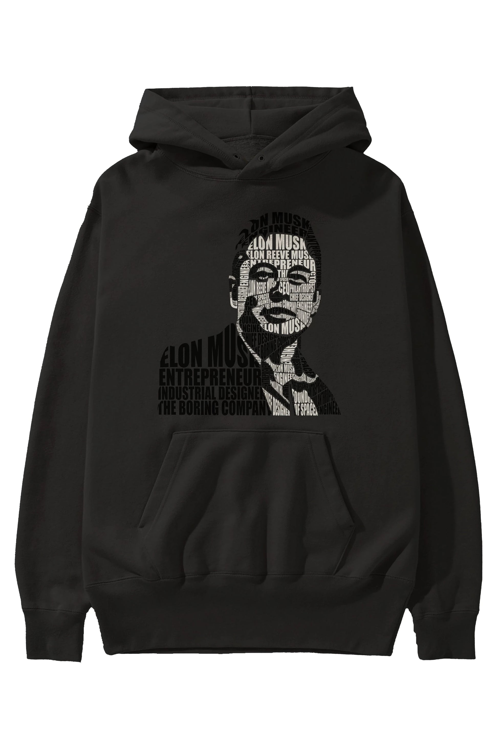 Elon Musk Calligram Ön Baskılı Hoodie Oversize Kapüşonlu Sweatshirt Erkek Kadın Unisex