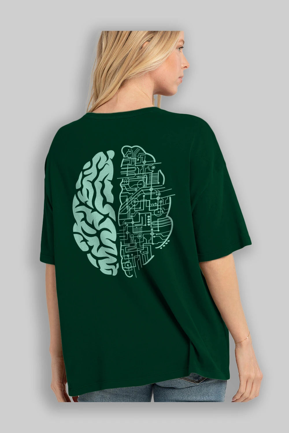 Electric Brain Arka Baskılı Oversize t-shirt %100 pamuk Erkek Kadın Unisex