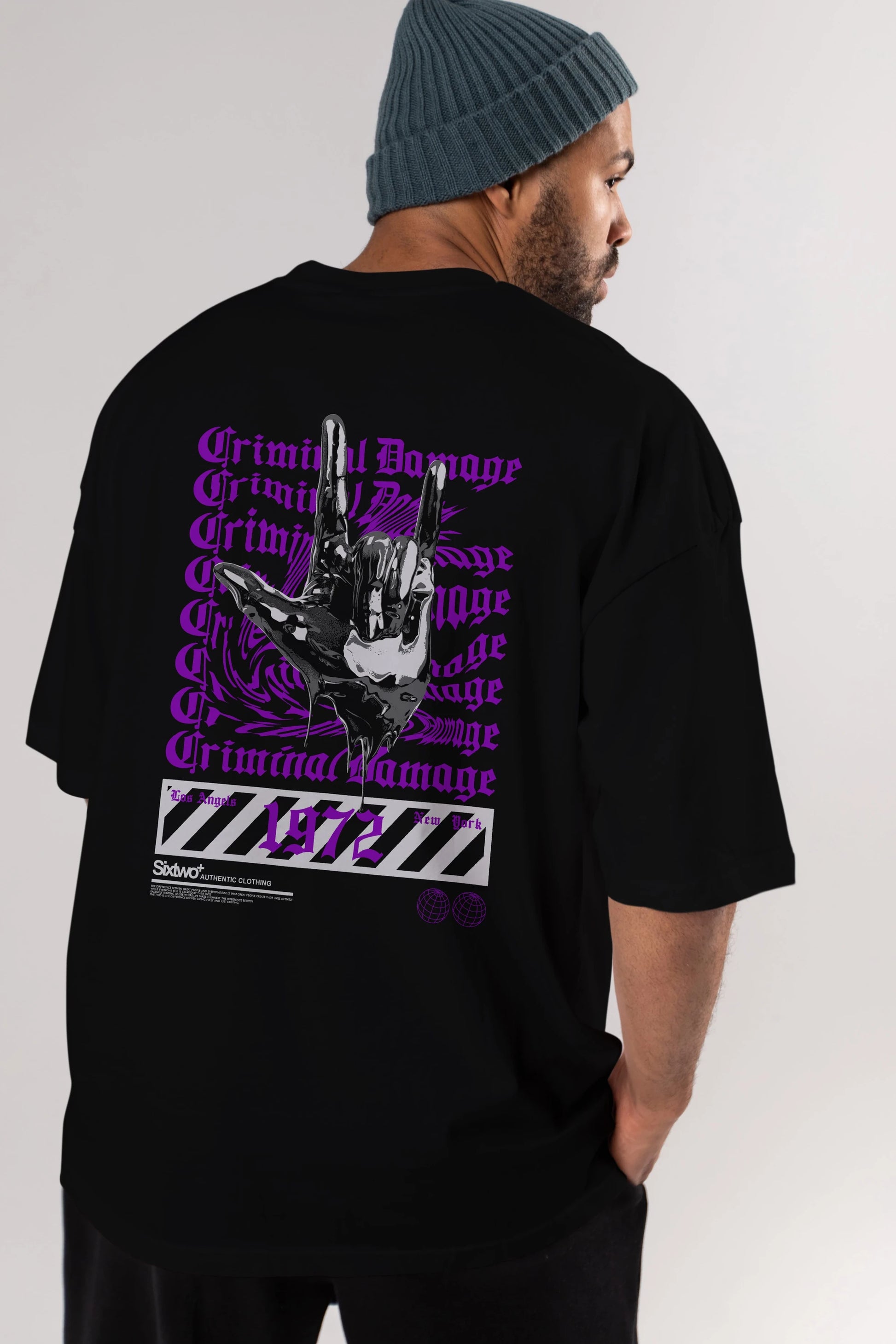 Criminal Damage 2 Arka Baskılı Oversize t-shirt Erkek Kadın Unisex