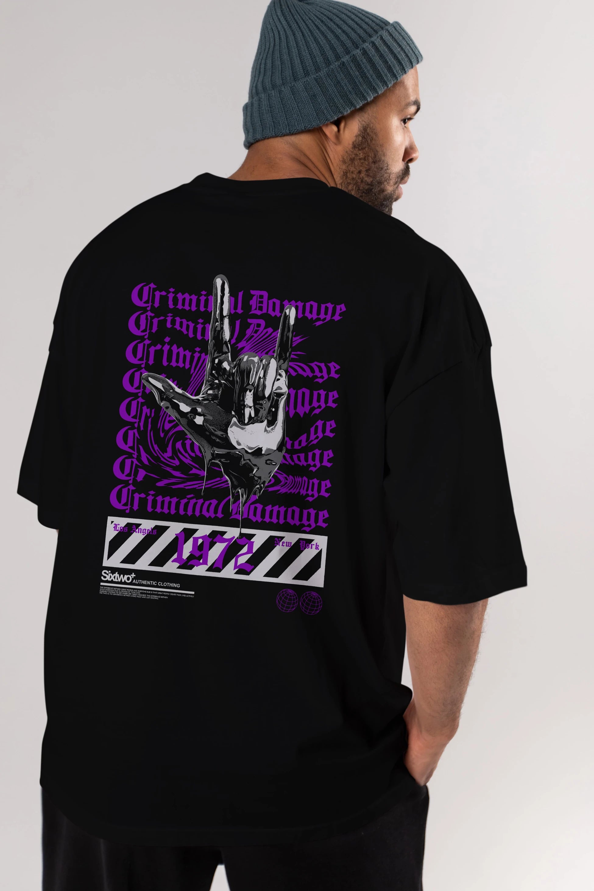 Criminal Damage 2 Arka Baskılı Oversize t-shirt Erkek Kadın Unisex