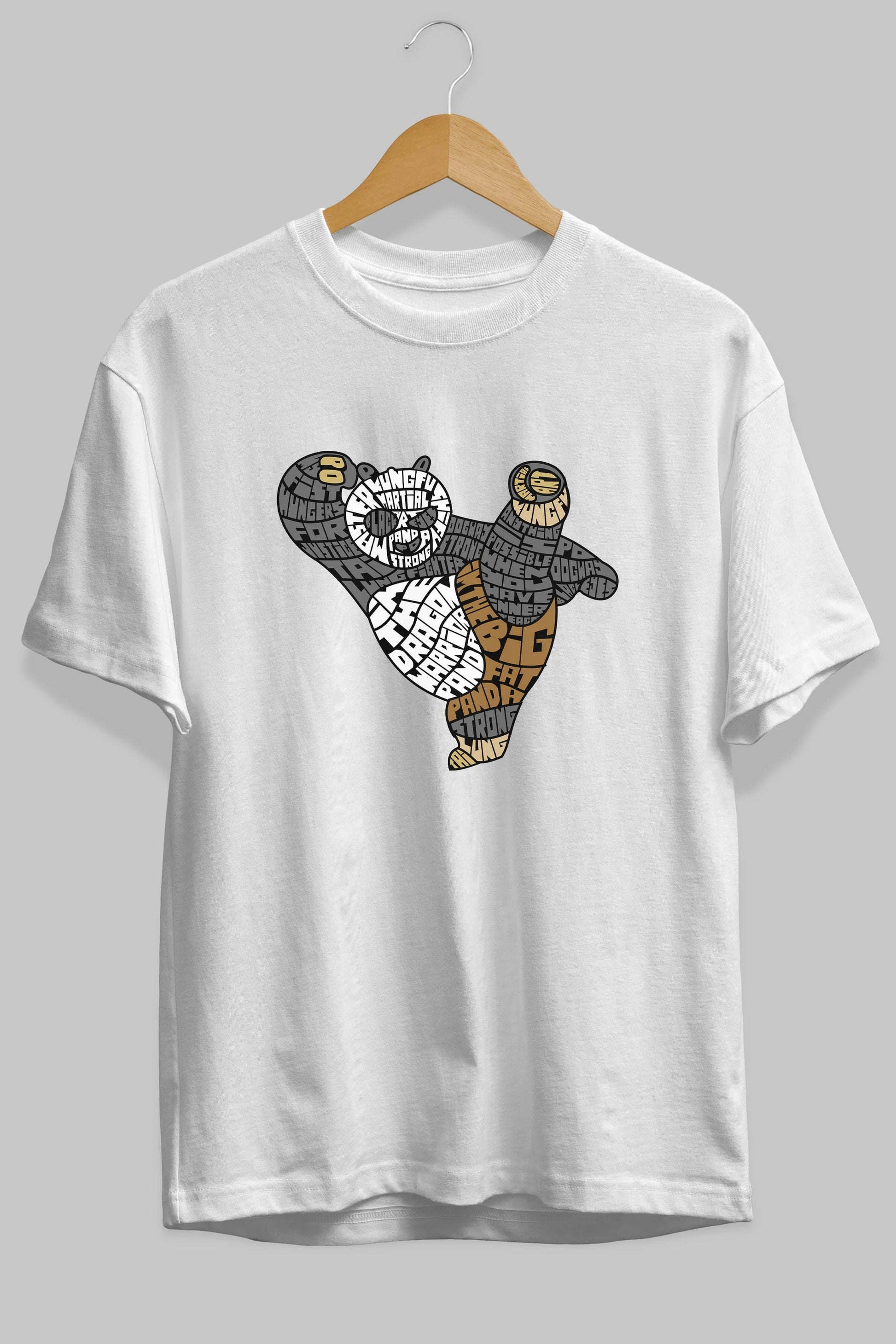 Warrior Panda Ön Baskılı Oversize t-shirt %100 pamuk Erkek Kadın Unisex