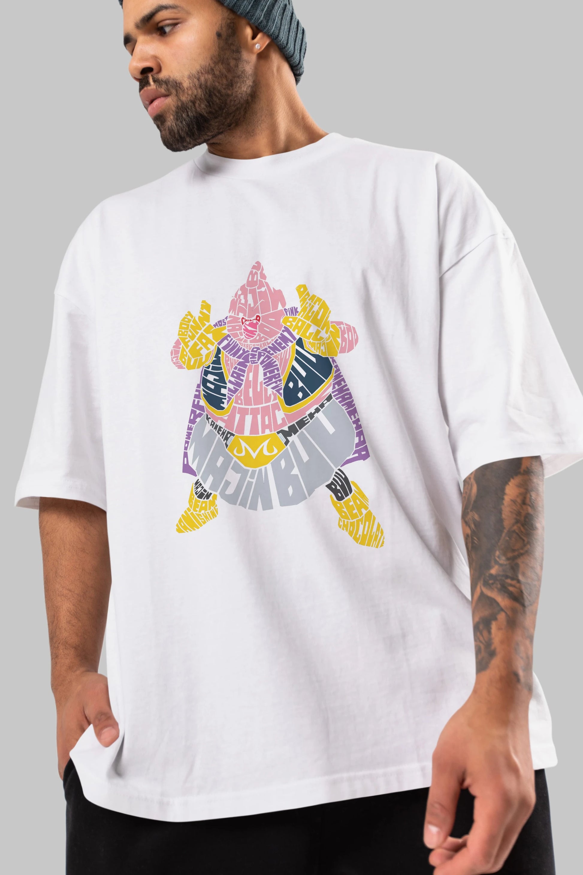 Majin Buu Ön Baskılı Oversize t-shirt %100 pamuk Erkek Kadın Unisex