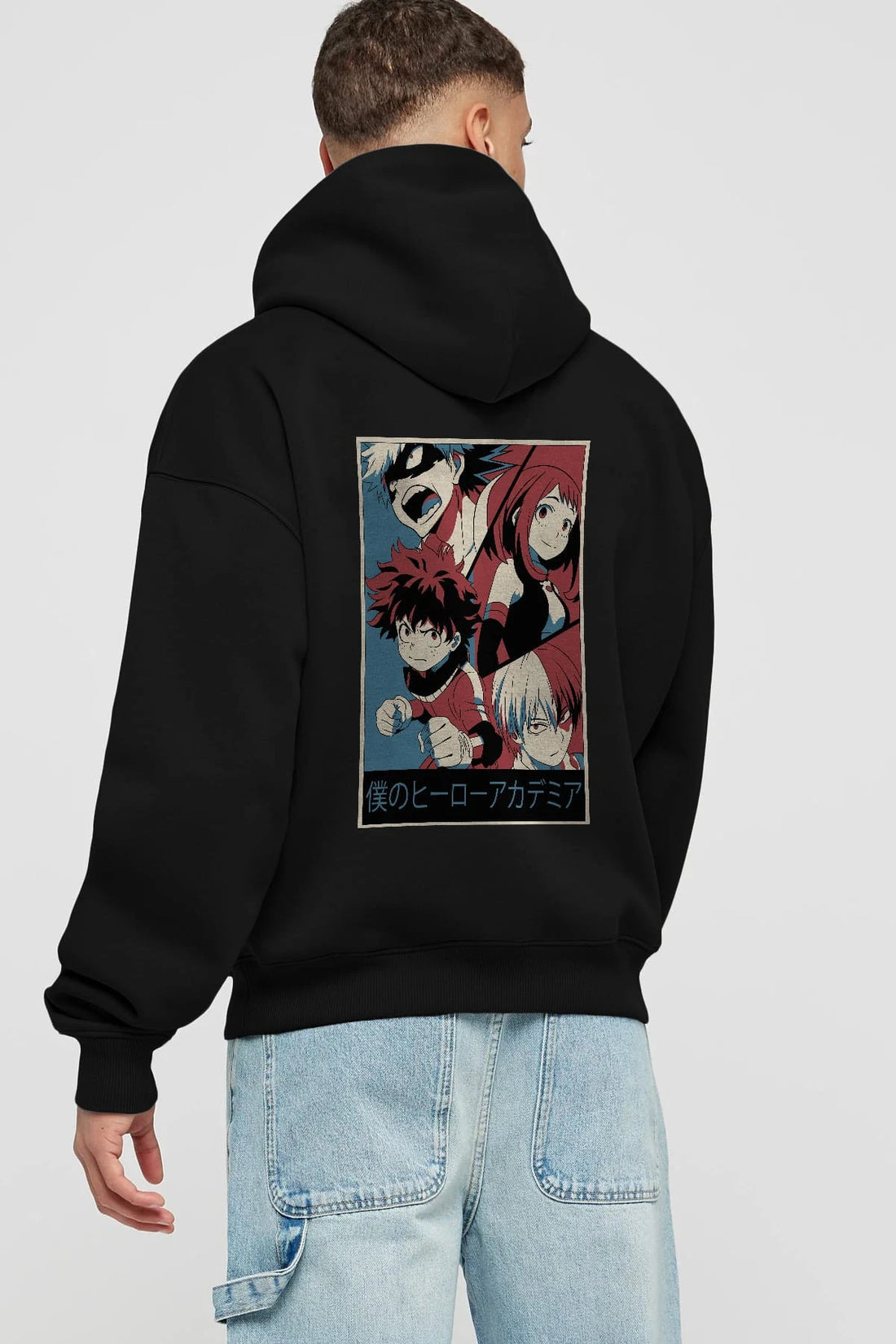 BokuNoHero Anime Arka Baskılı Hoodie Oversize Kapüşonlu Sweatshirt Erkek Kadın Unisex