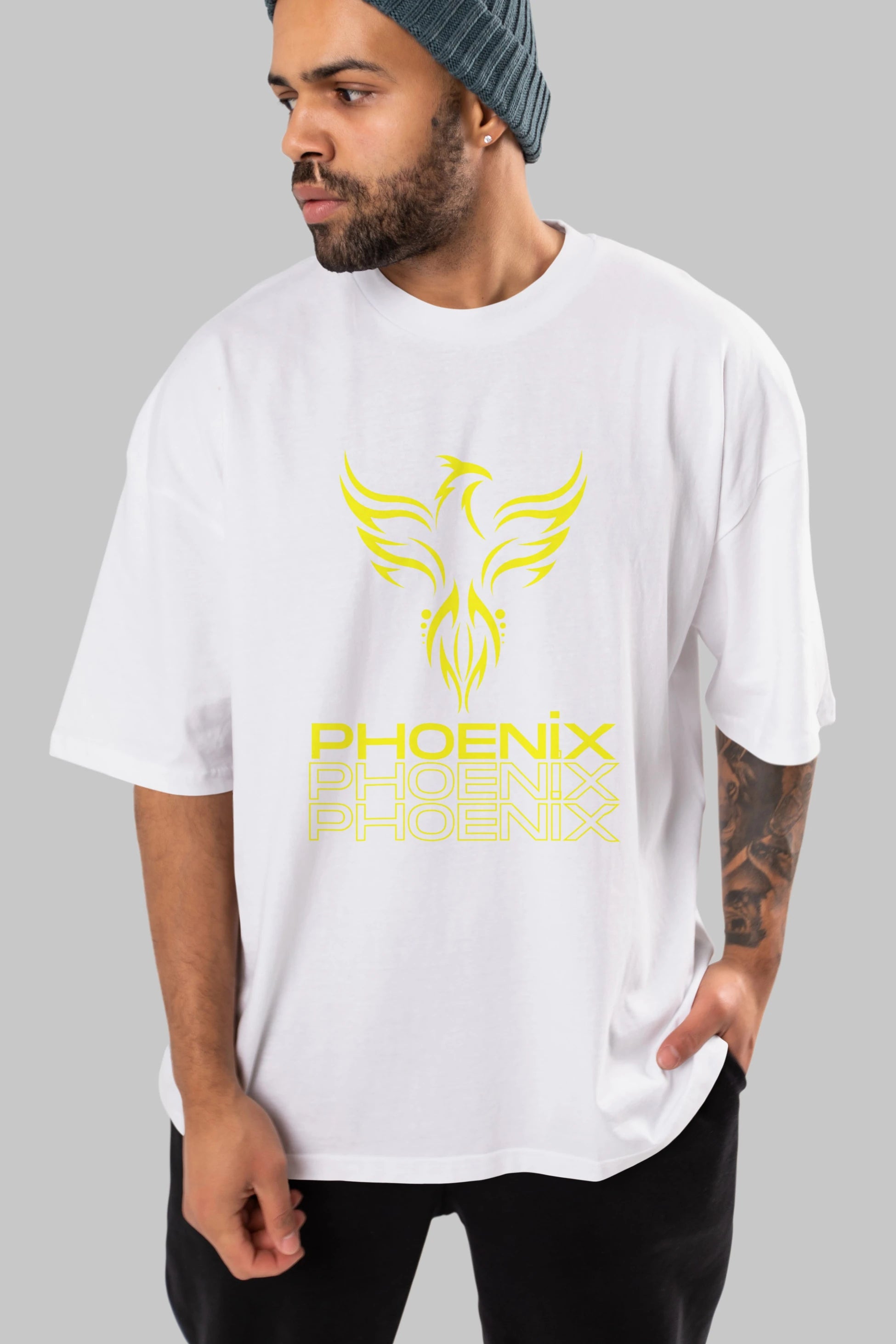 Phoenix Yazılı Ön Baskılı Oversize t-shirt Erkek Kadın Unisex